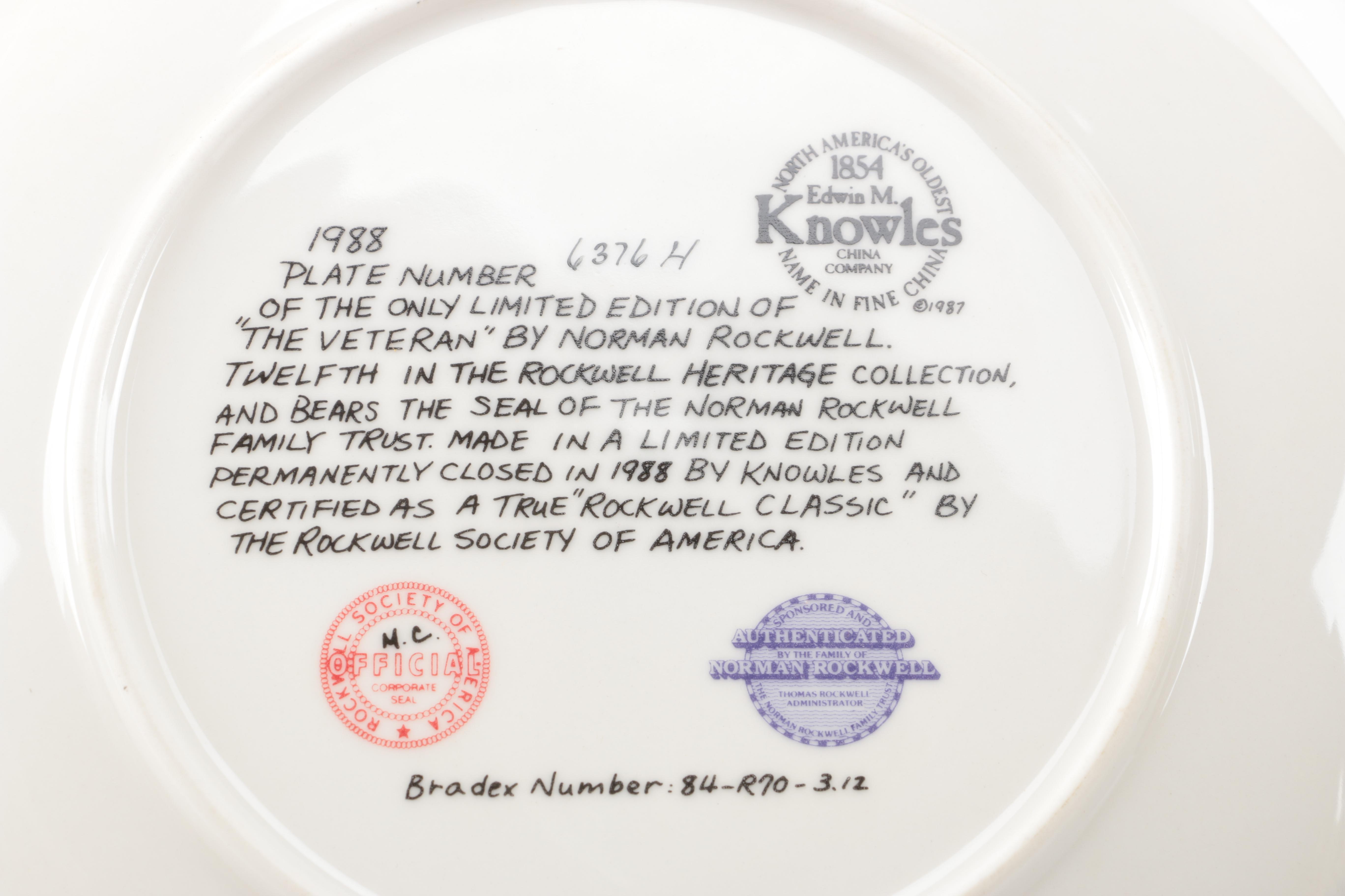 1988-1993 Norman Rockwell Heritage Collection Decorative Plates
