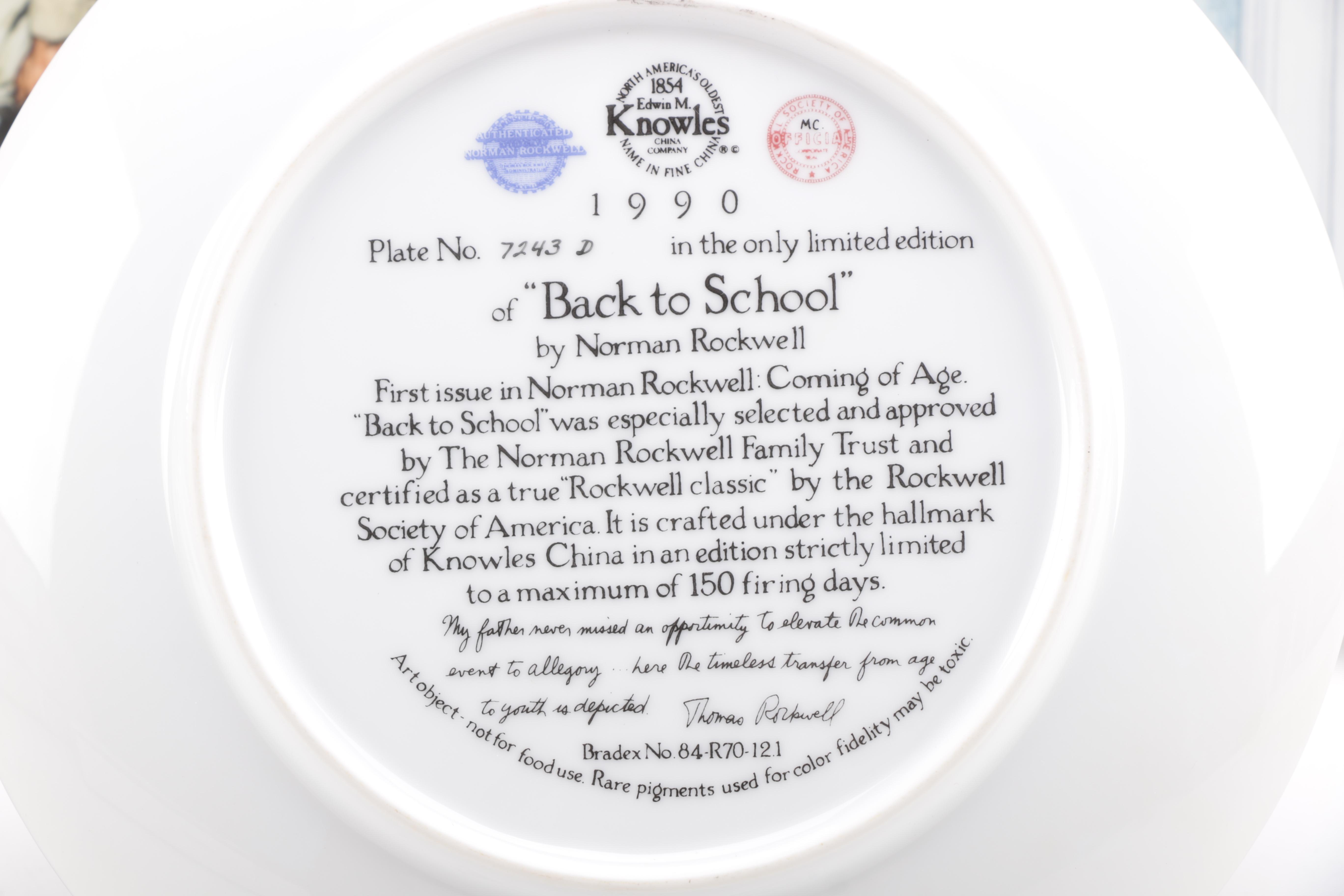 Knowles Norman Rockwell "Coming of Age" Plates