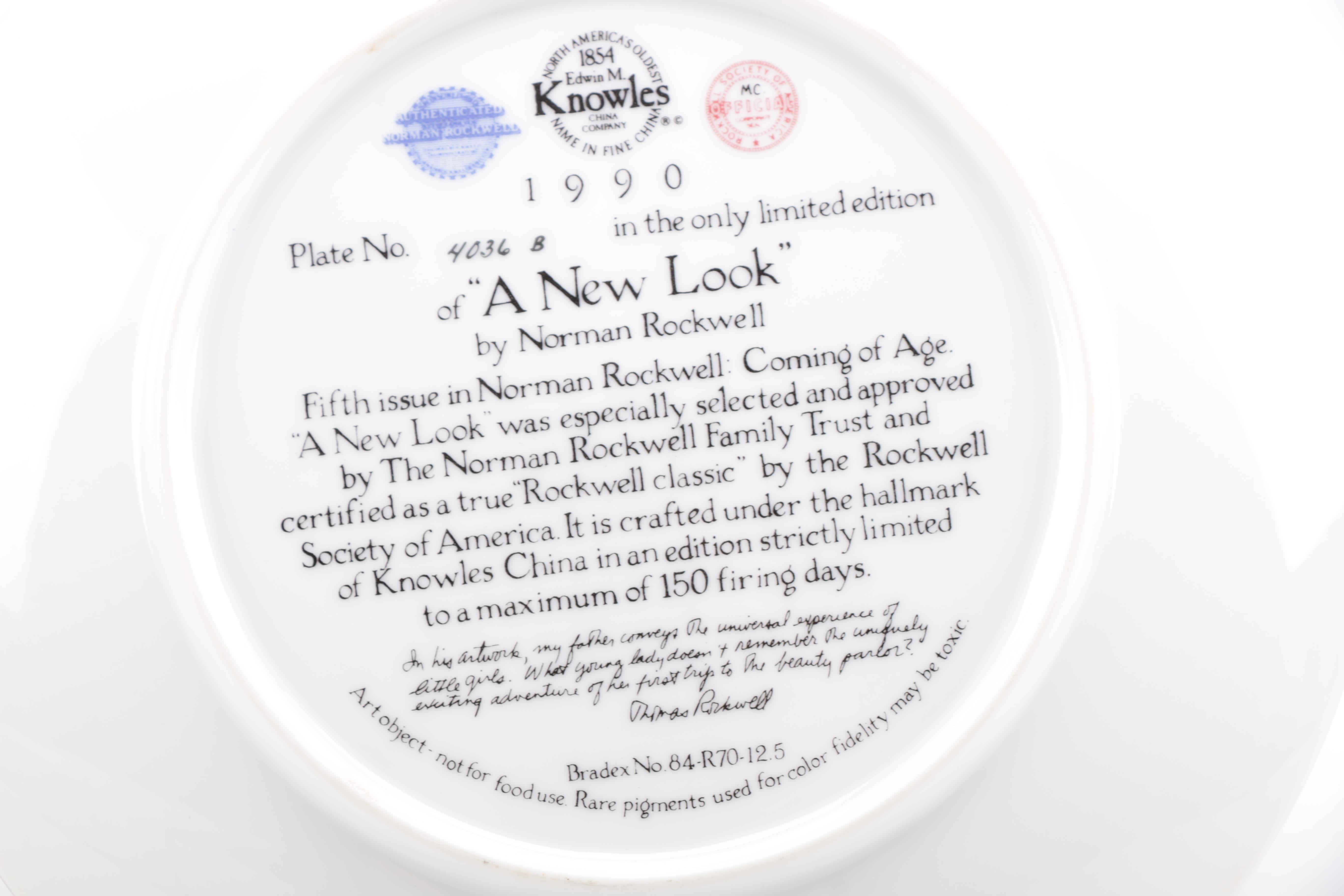 Knowles Norman Rockwell "Coming of Age" Plates