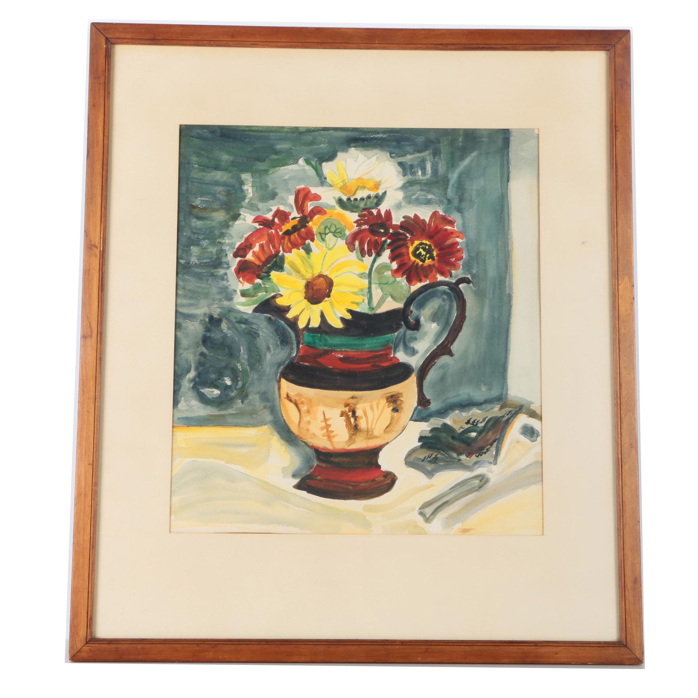 Watercolor Painting on Paper of Flowers