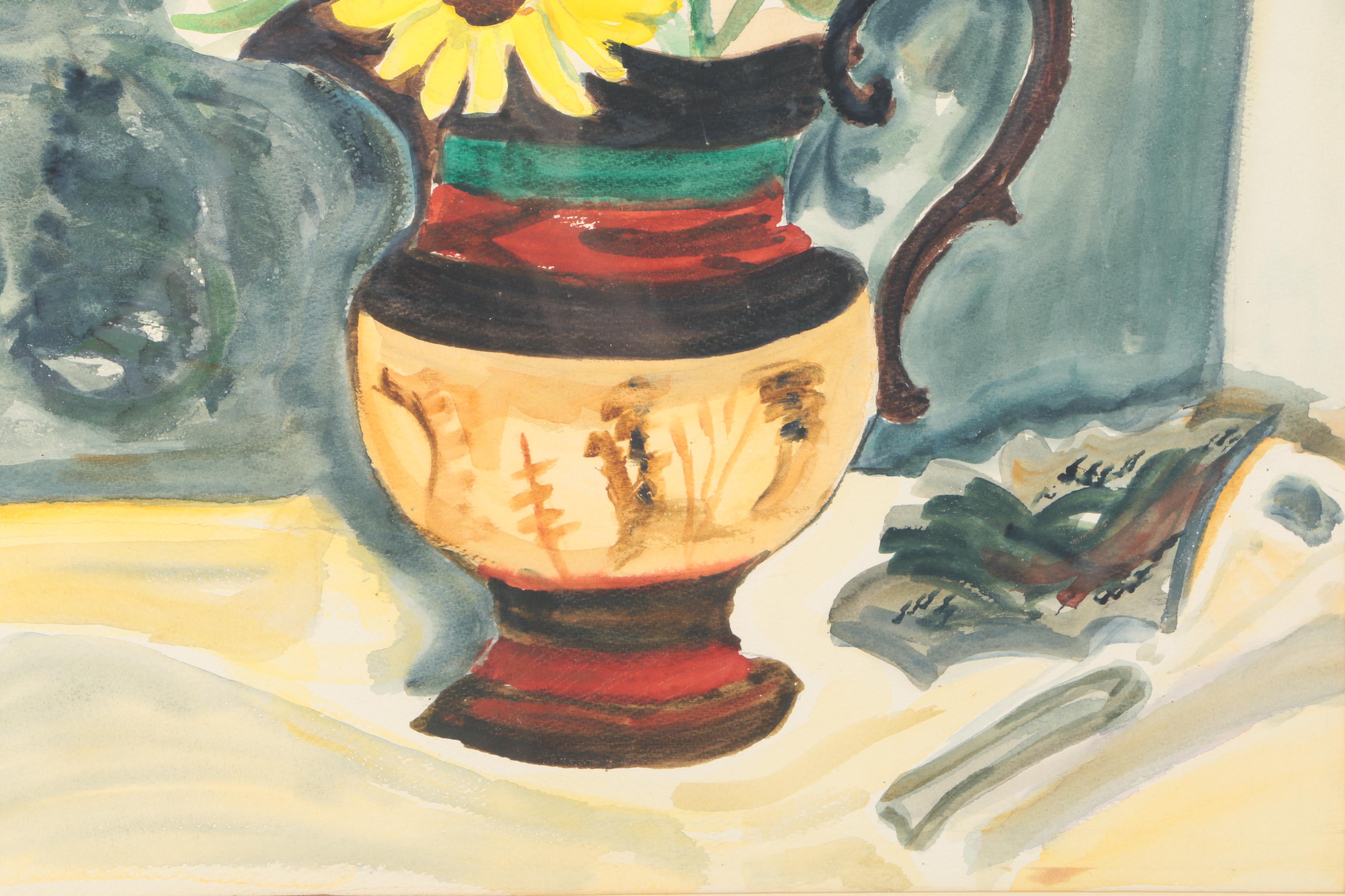 Watercolor Painting on Paper of Flowers