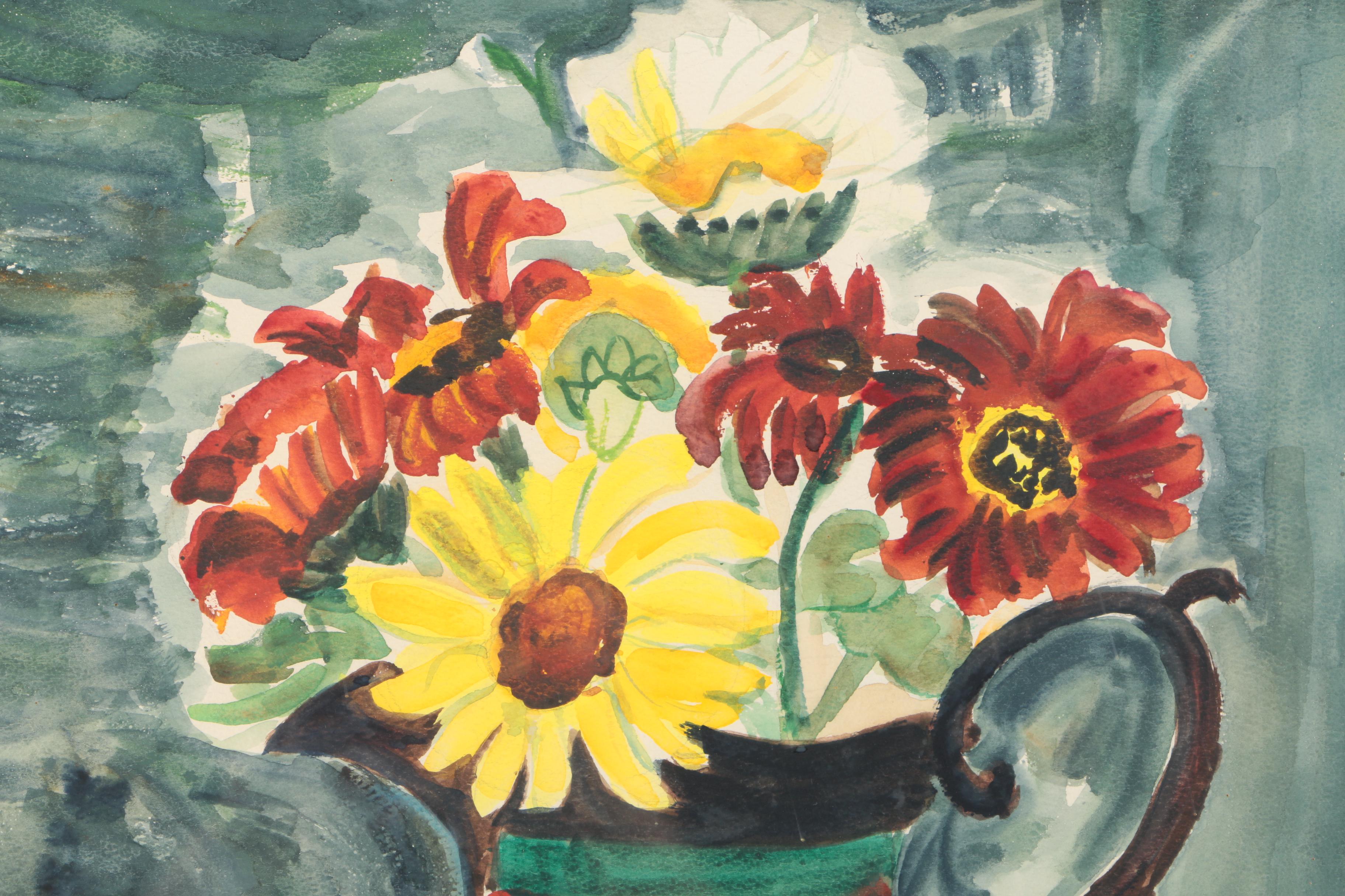 Watercolor Painting on Paper of Flowers