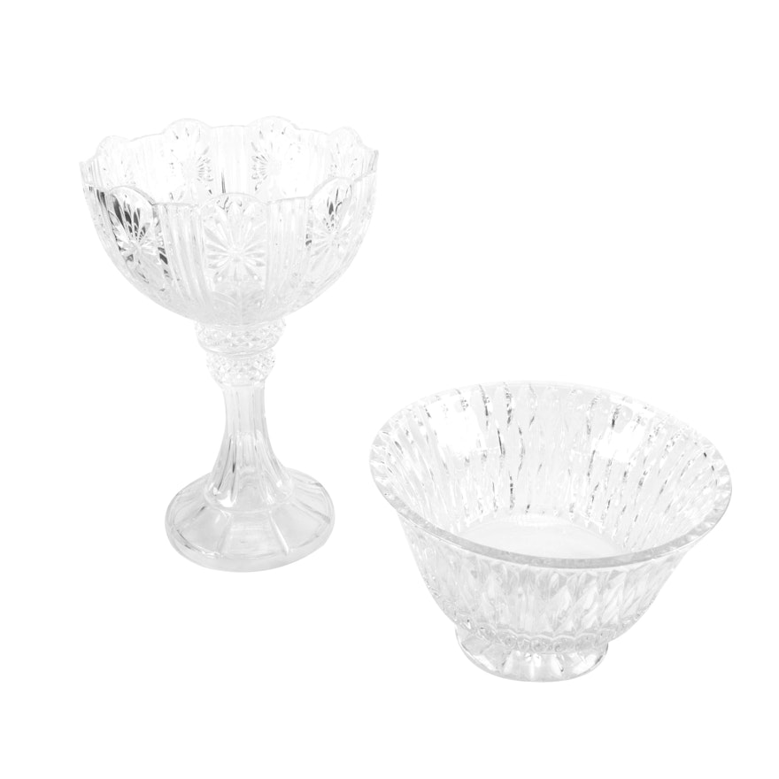 Two Crystal Bowls Including Block