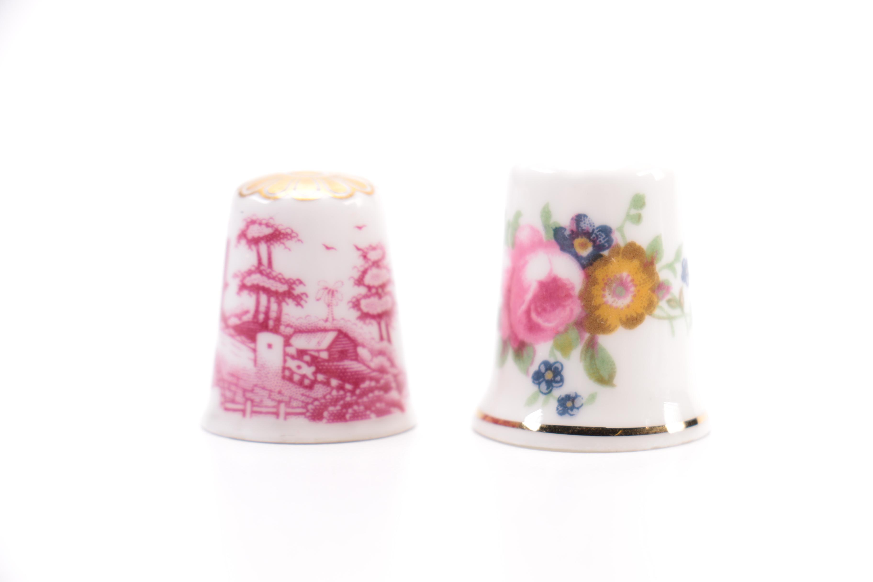 Porcelain Thimbles and Case
