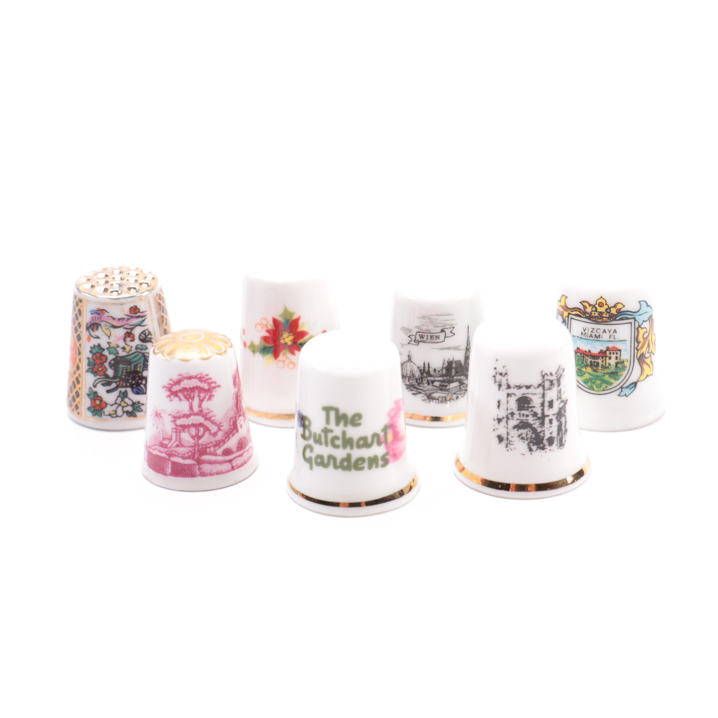 Porcelain Thimbles and Case