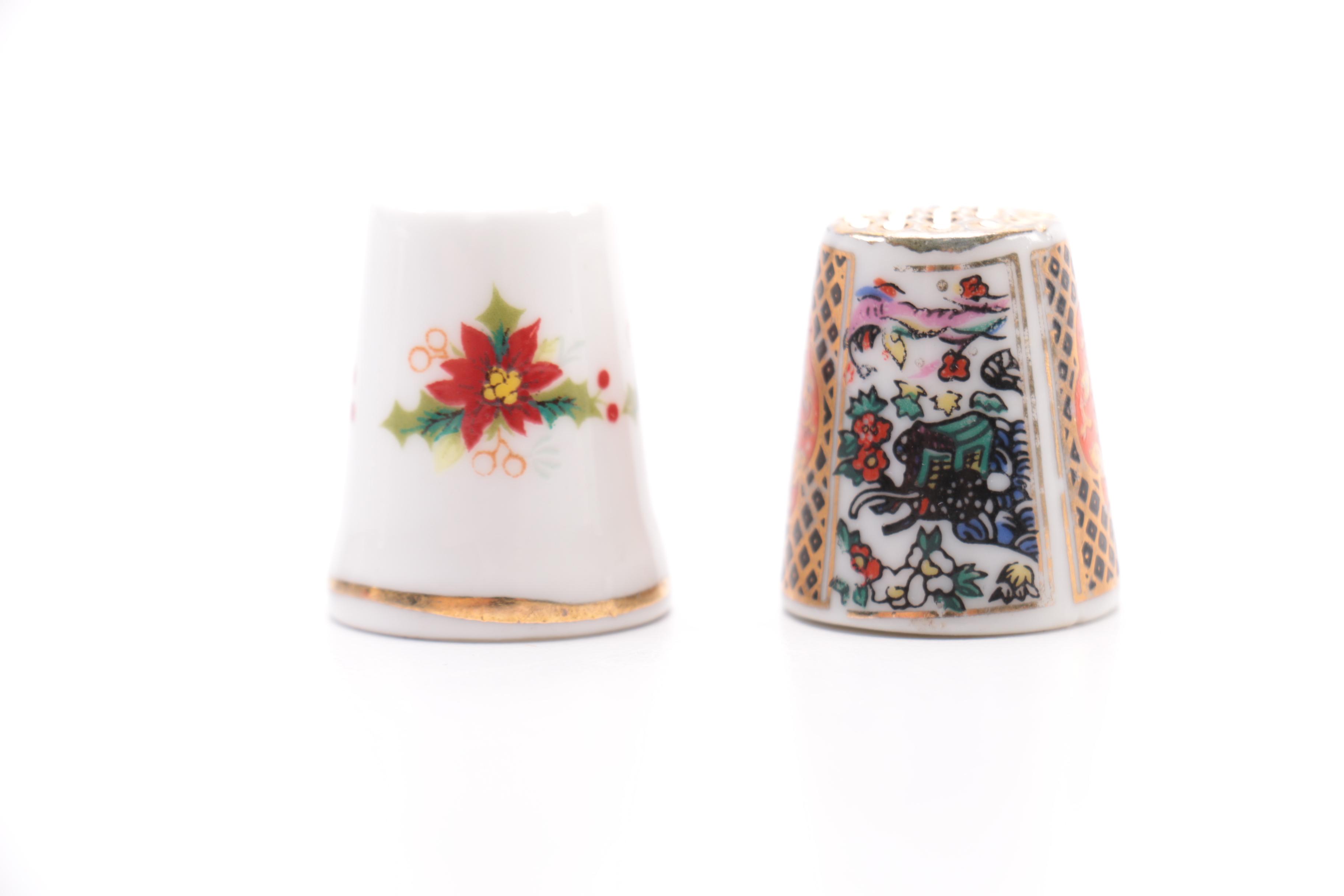 Porcelain Thimbles and Case