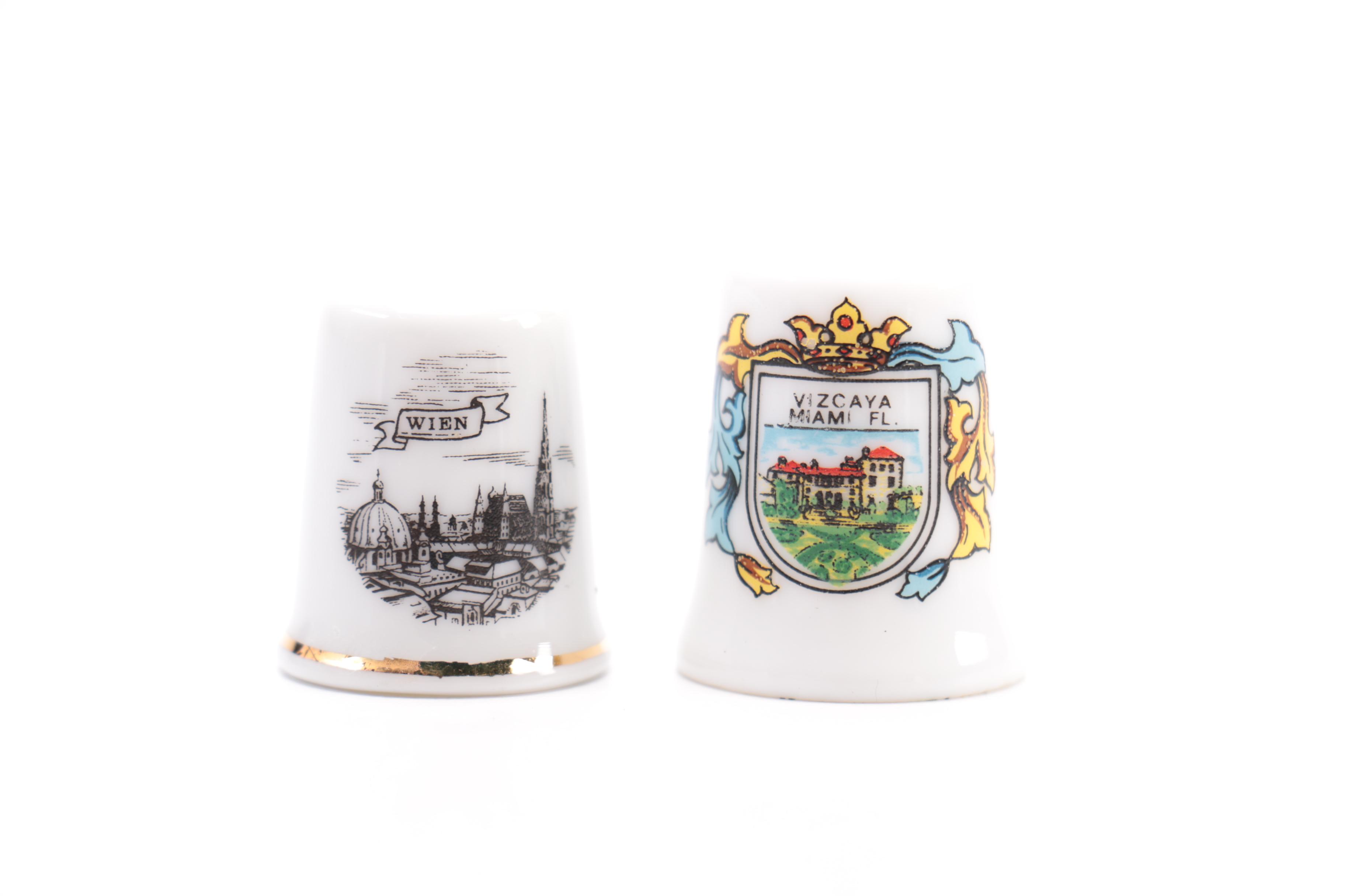 Porcelain Thimbles and Case