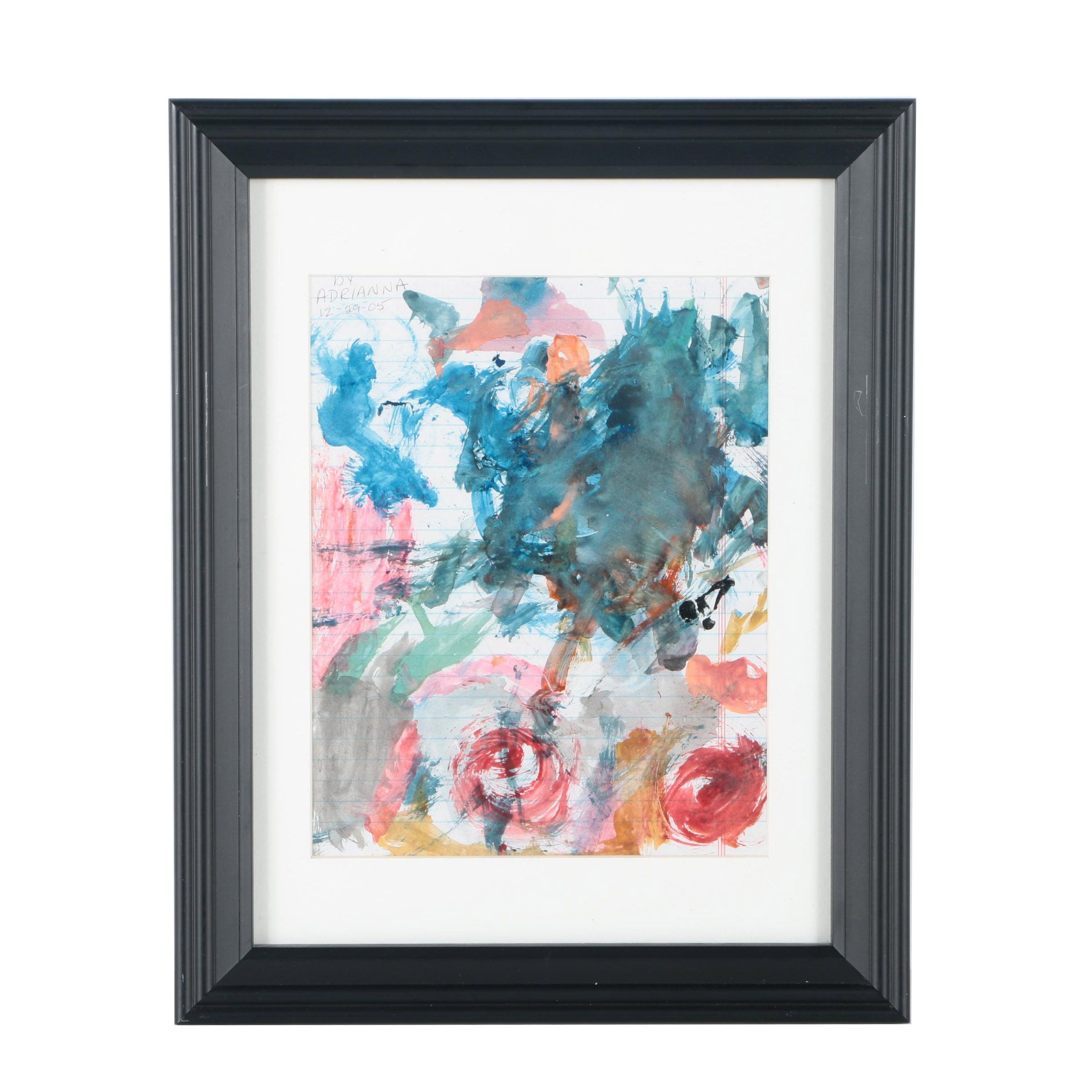 Adrianna Watercolor on Notebook Paper of an Abstract Scene