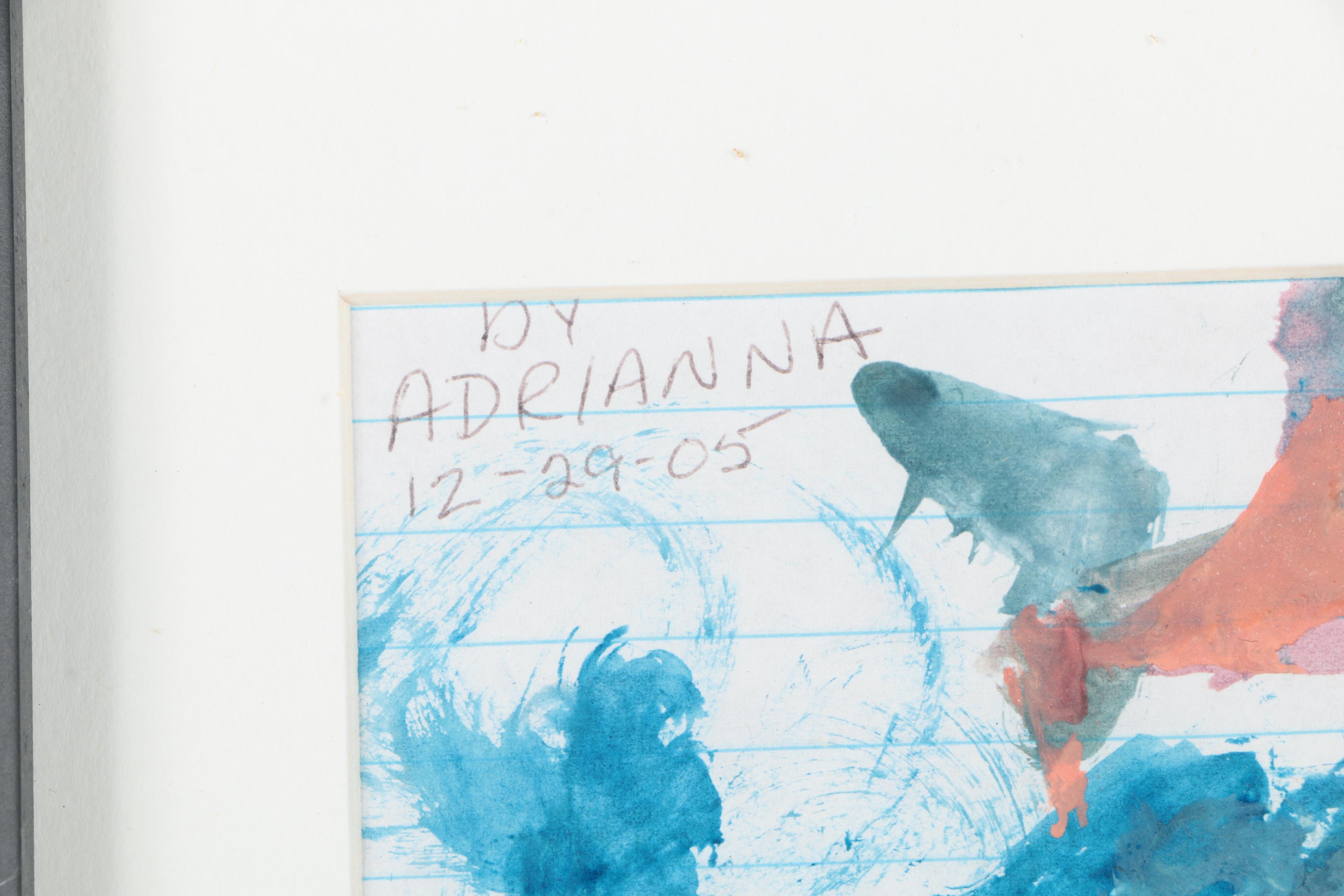 Adrianna Watercolor on Notebook Paper of an Abstract Scene