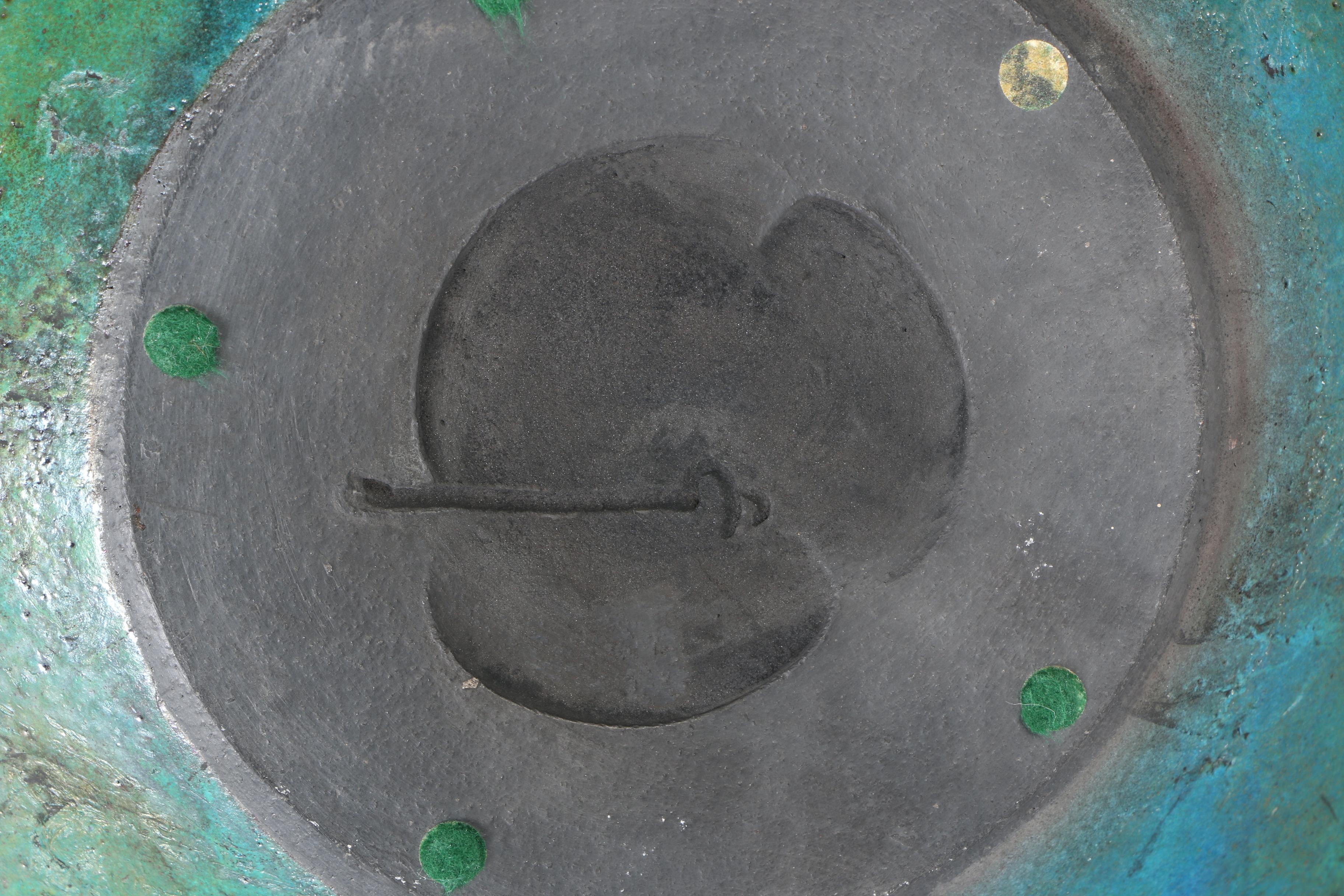 Large Raku Fired Blue and Green Vase