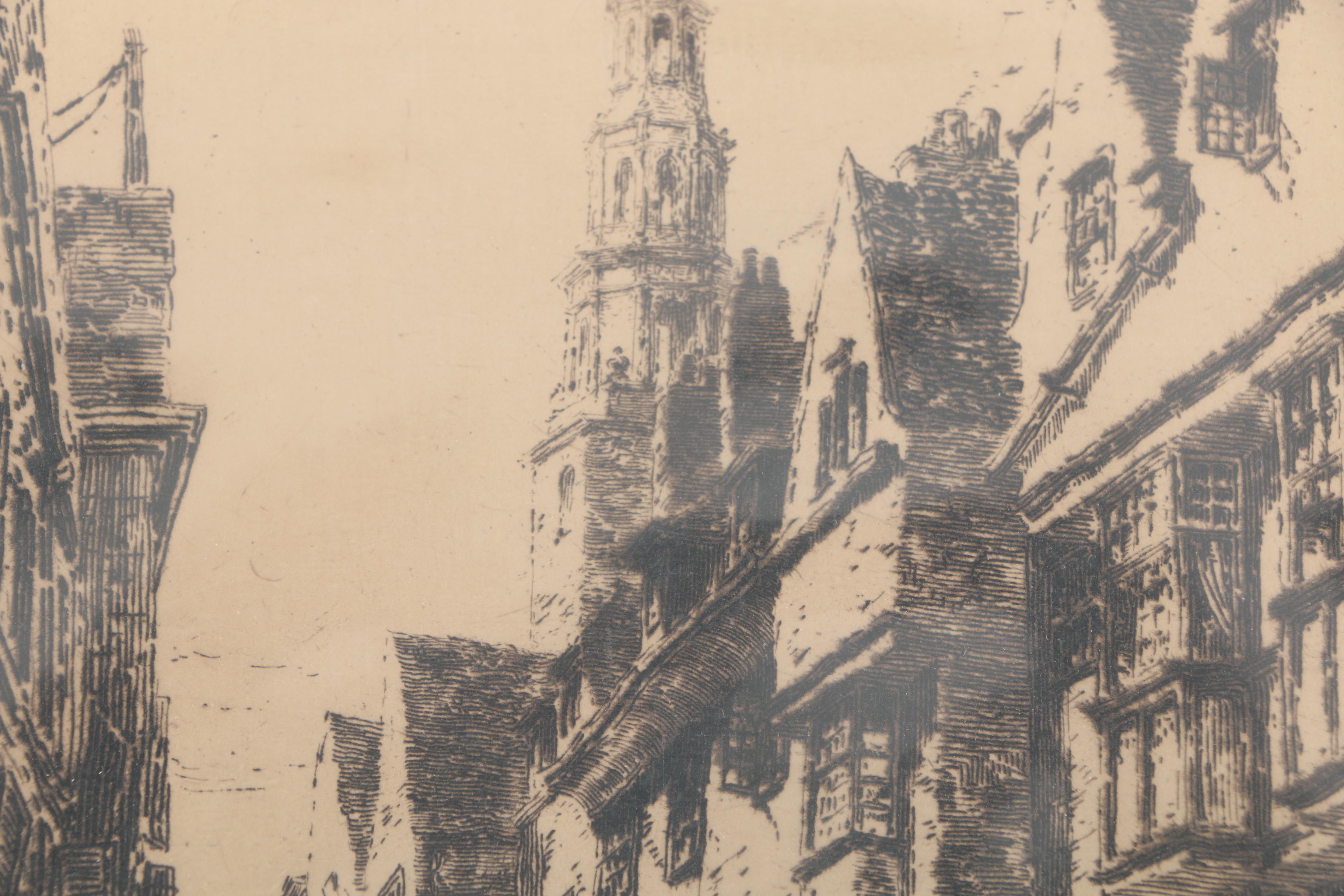 Collection of London-Themed Etchings, Photogravures, and Lithographs On Paper