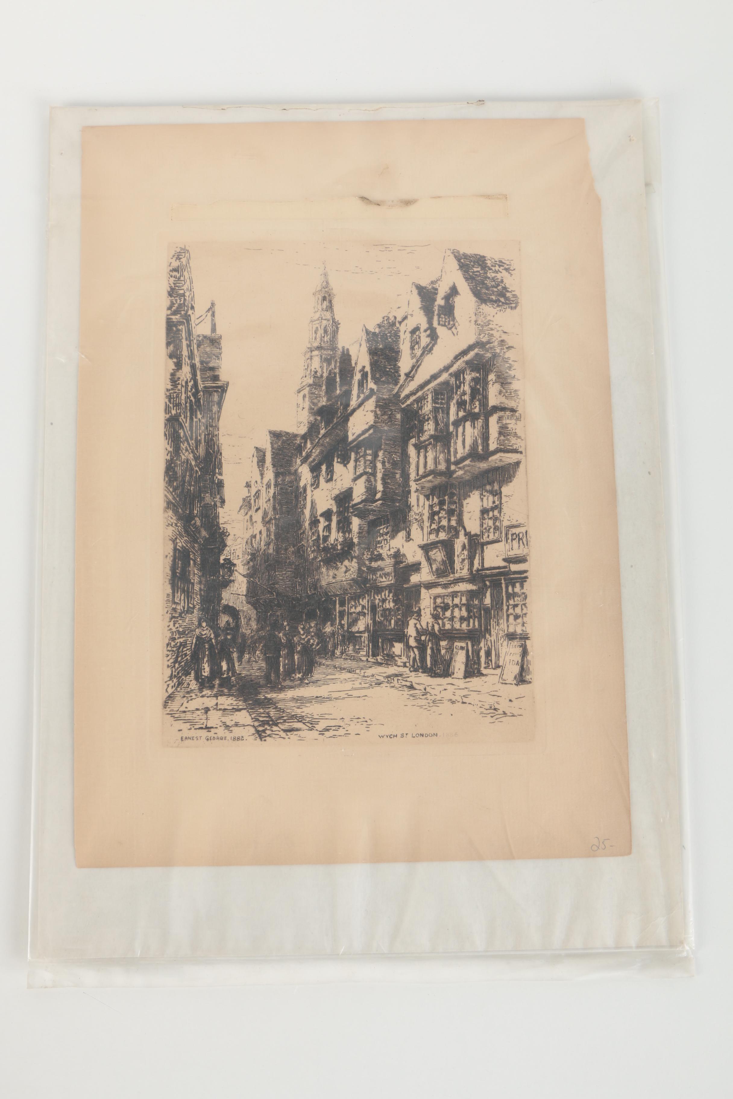 Collection of London-Themed Etchings, Photogravures, and Lithographs On Paper