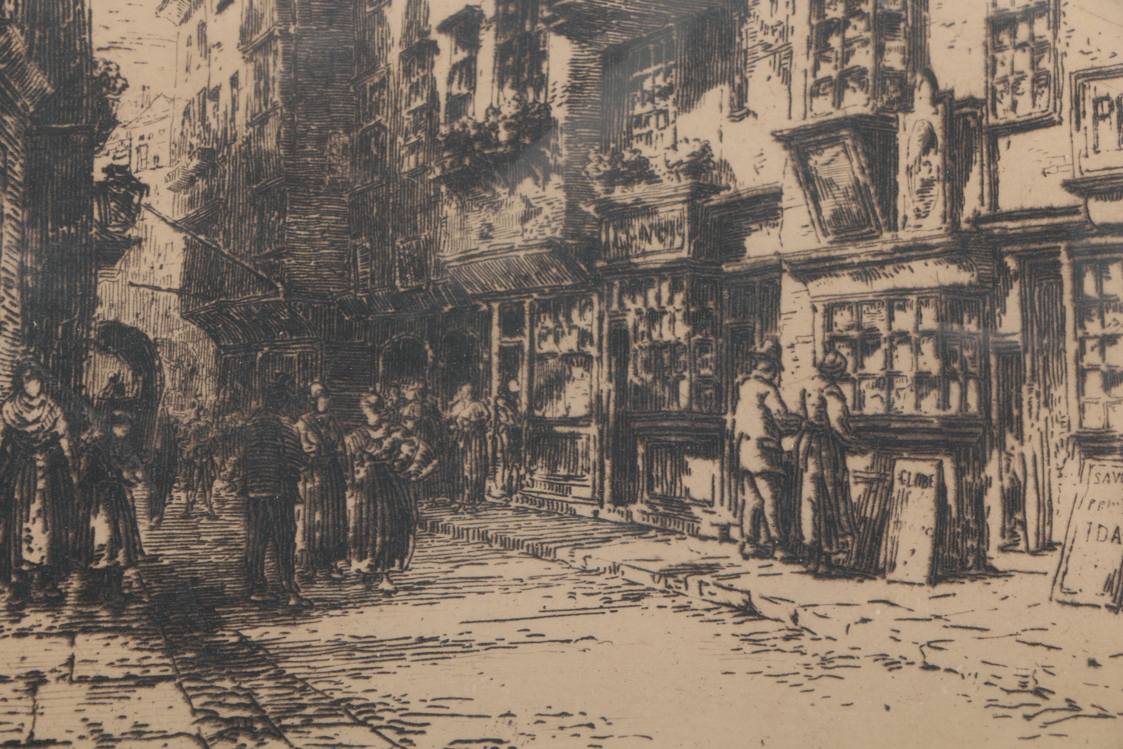 Collection of London-Themed Etchings, Photogravures, and Lithographs On Paper