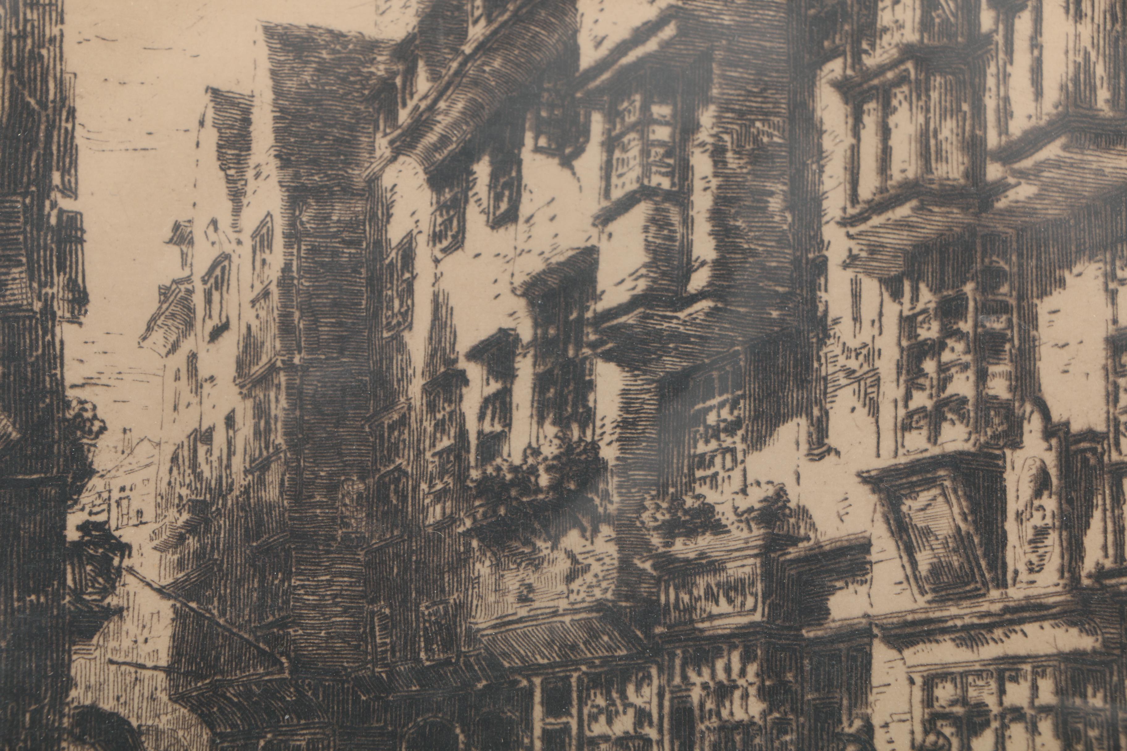 Collection of London-Themed Etchings, Photogravures, and Lithographs On Paper