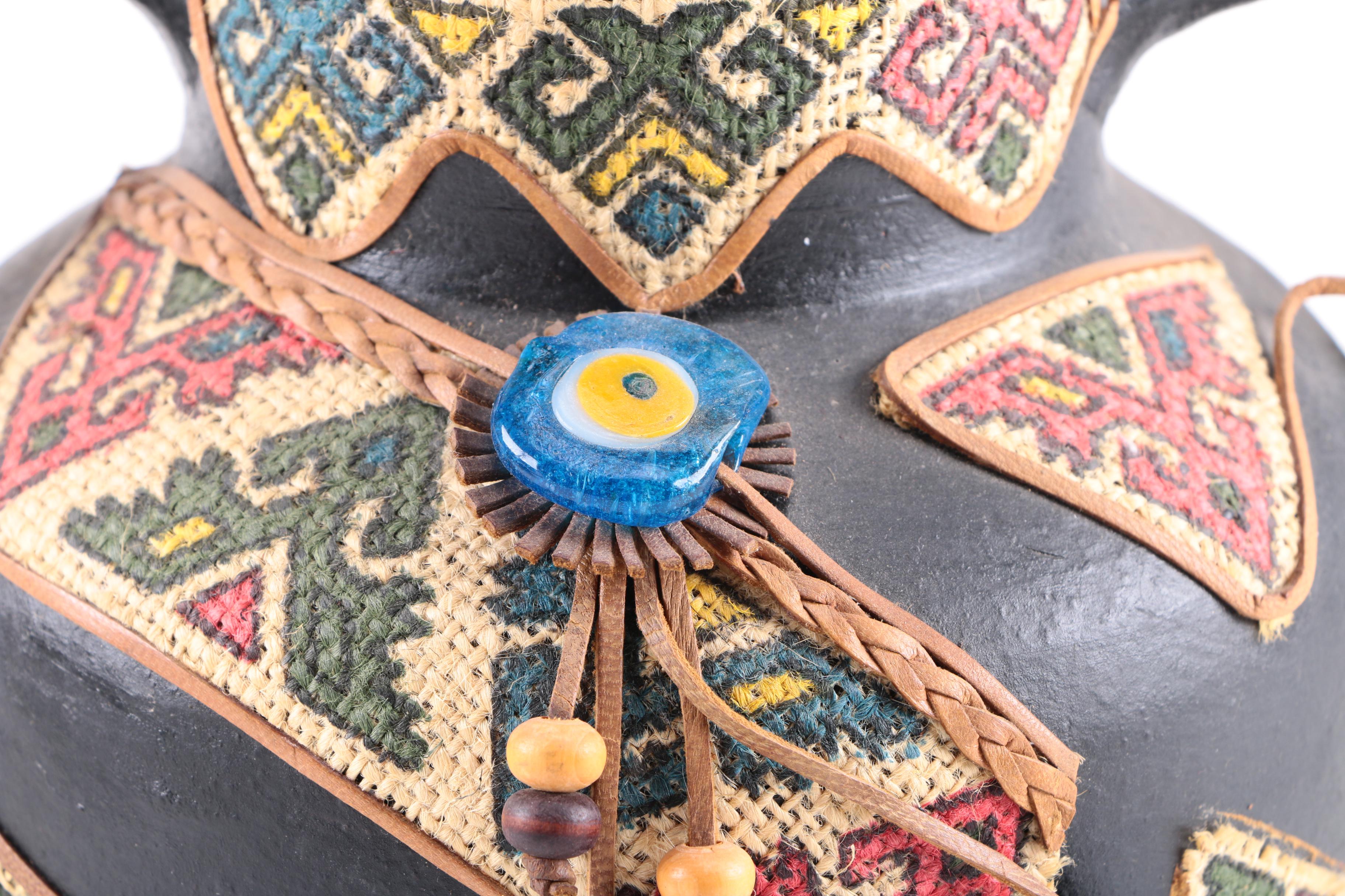 Double Handle Vase and Wooden Decor