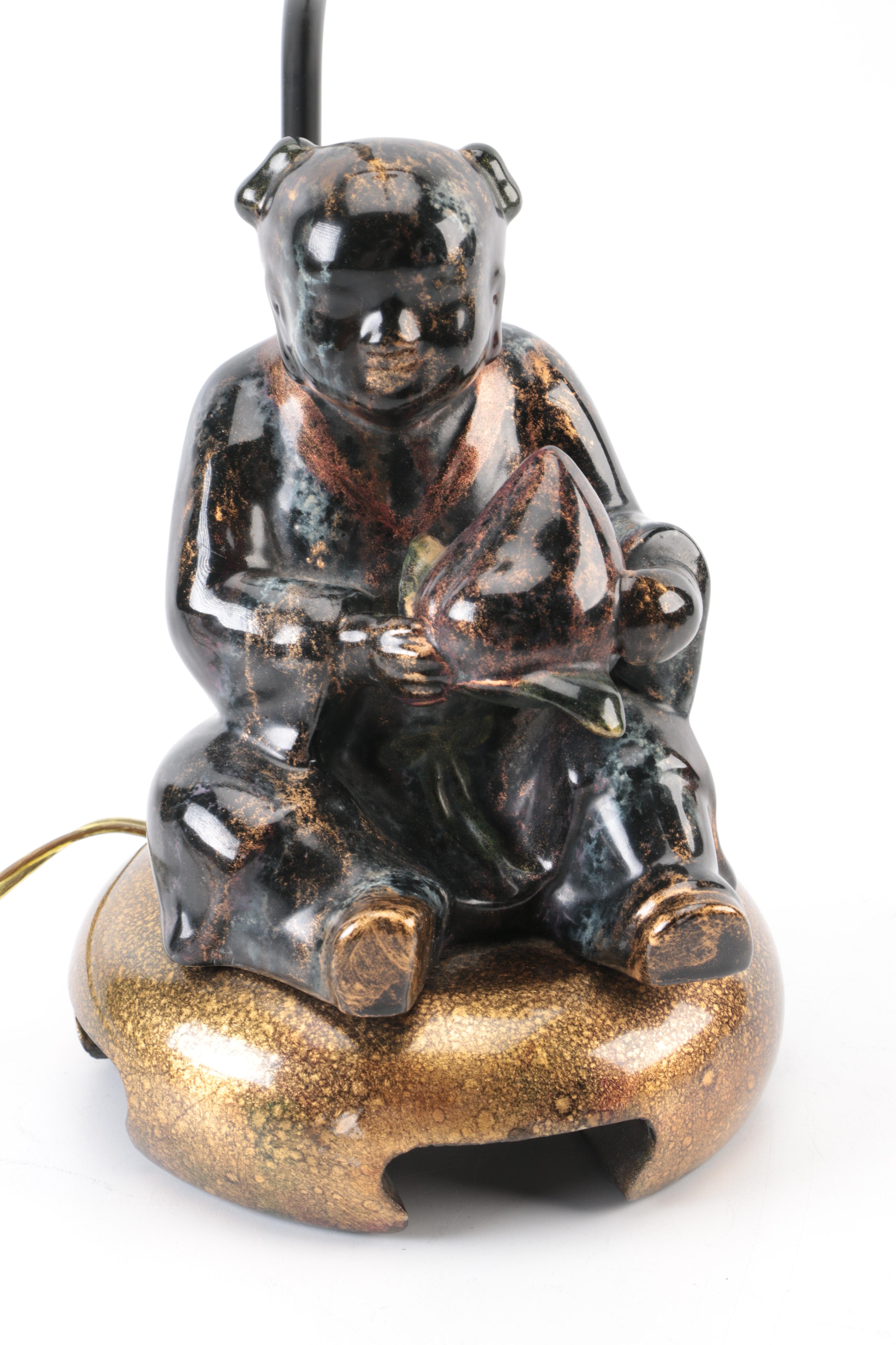 Chinese Inspired Figure Ceramic Lamp