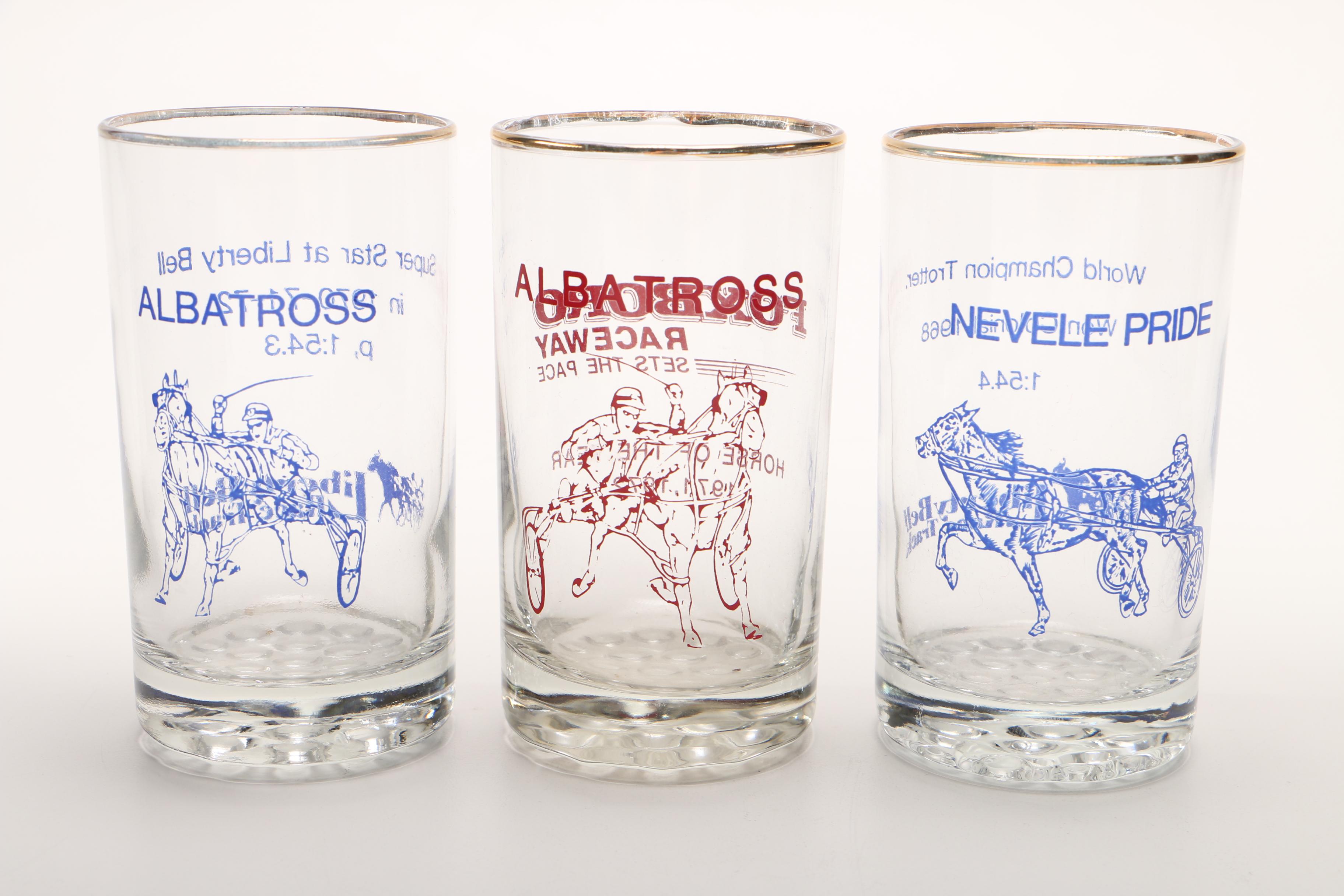 Six Commemorative Standardbred Racing Glasses