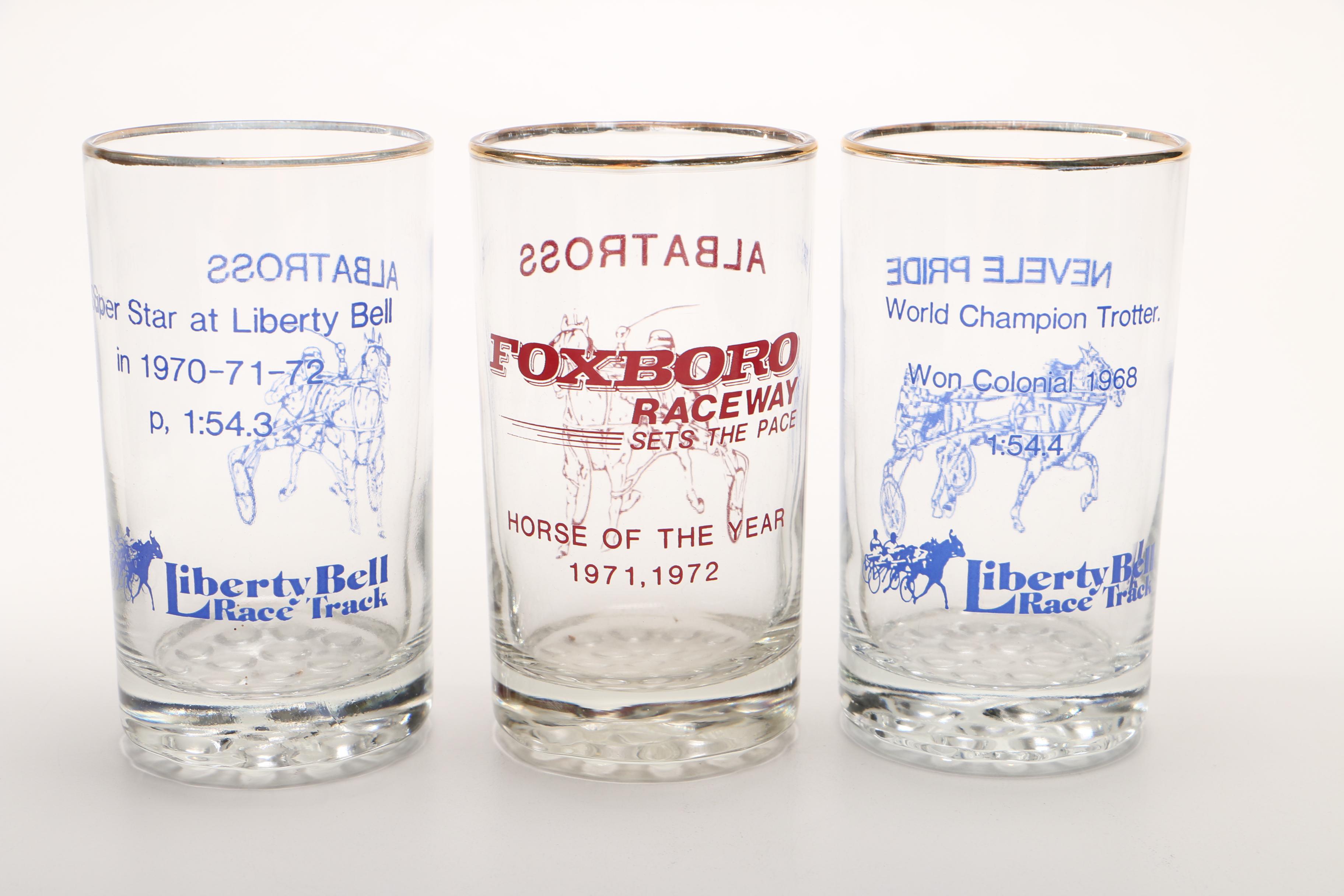 Six Commemorative Standardbred Racing Glasses