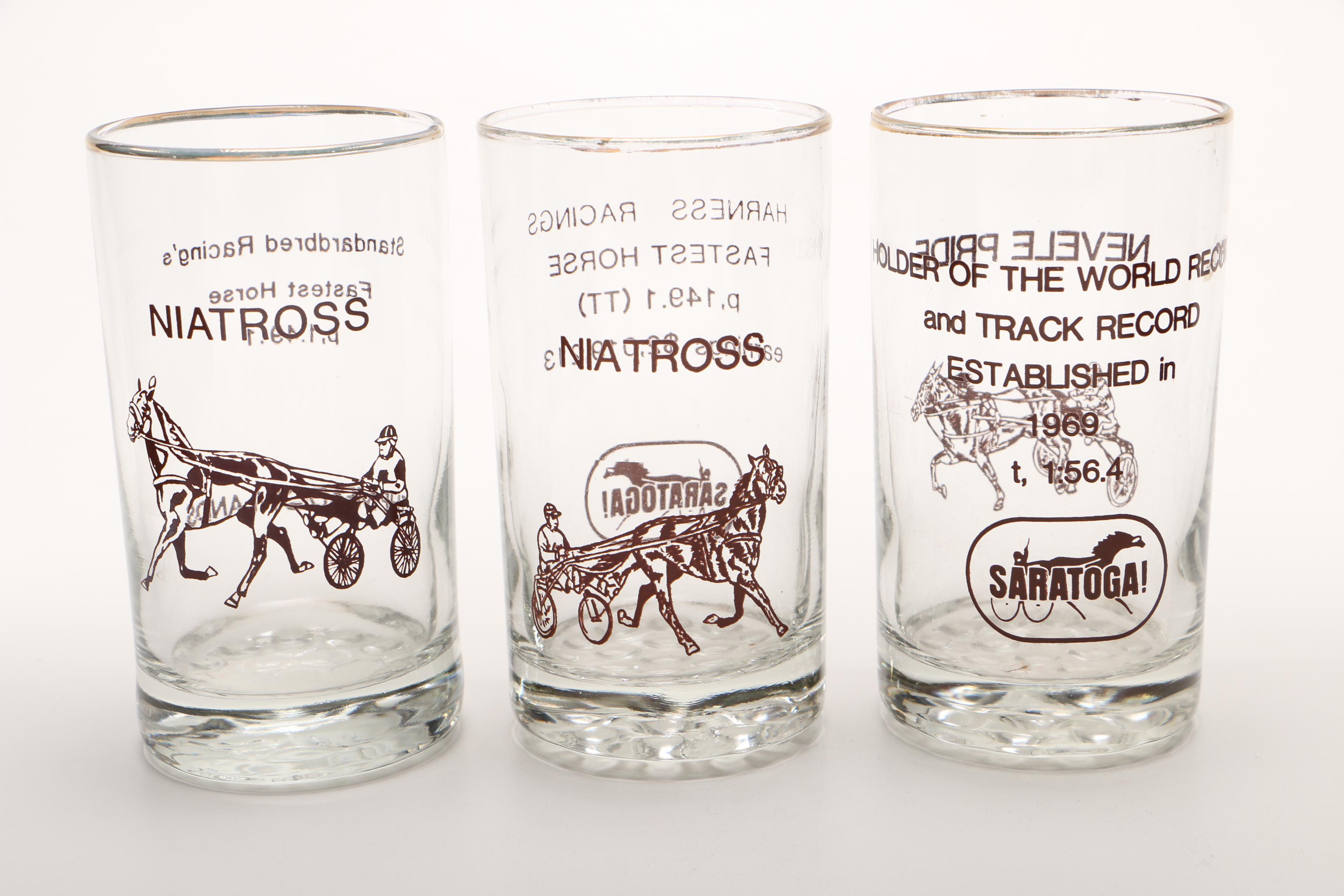 Six Commemorative Standardbred Racing Glasses