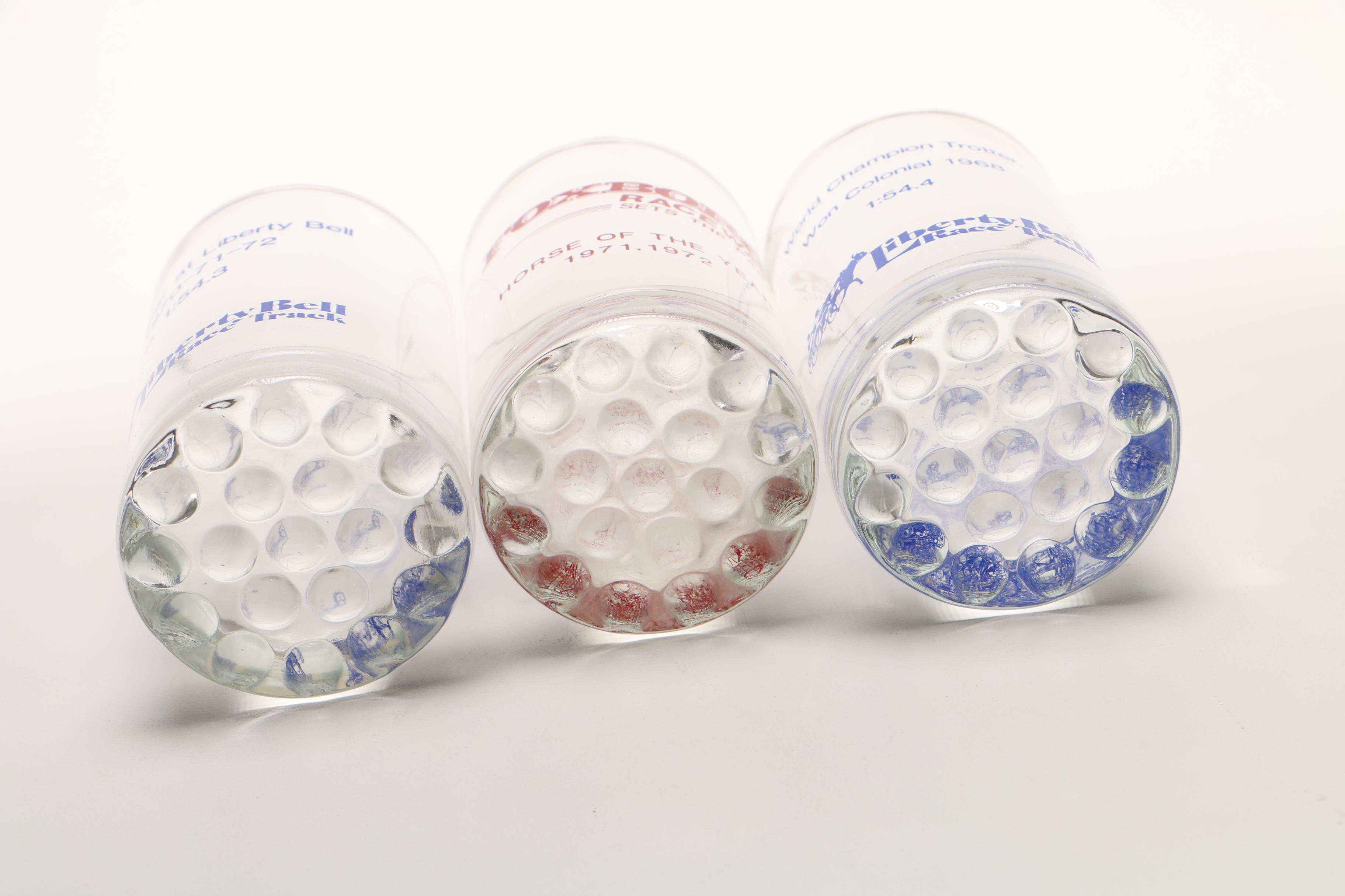 Six Commemorative Standardbred Racing Glasses