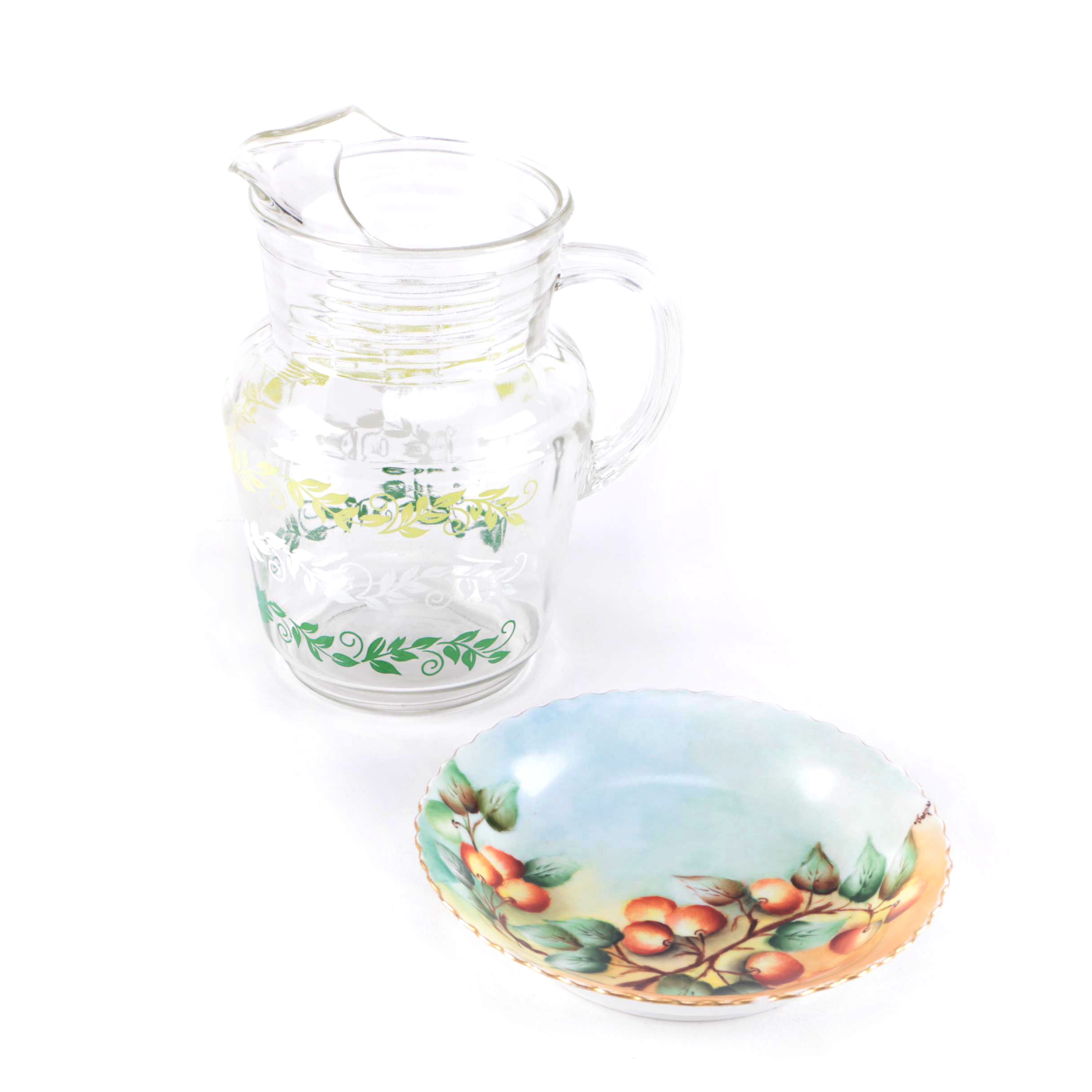 Oscar & Edgar Gutherz Royal Austria Plate and Glass Pitcher