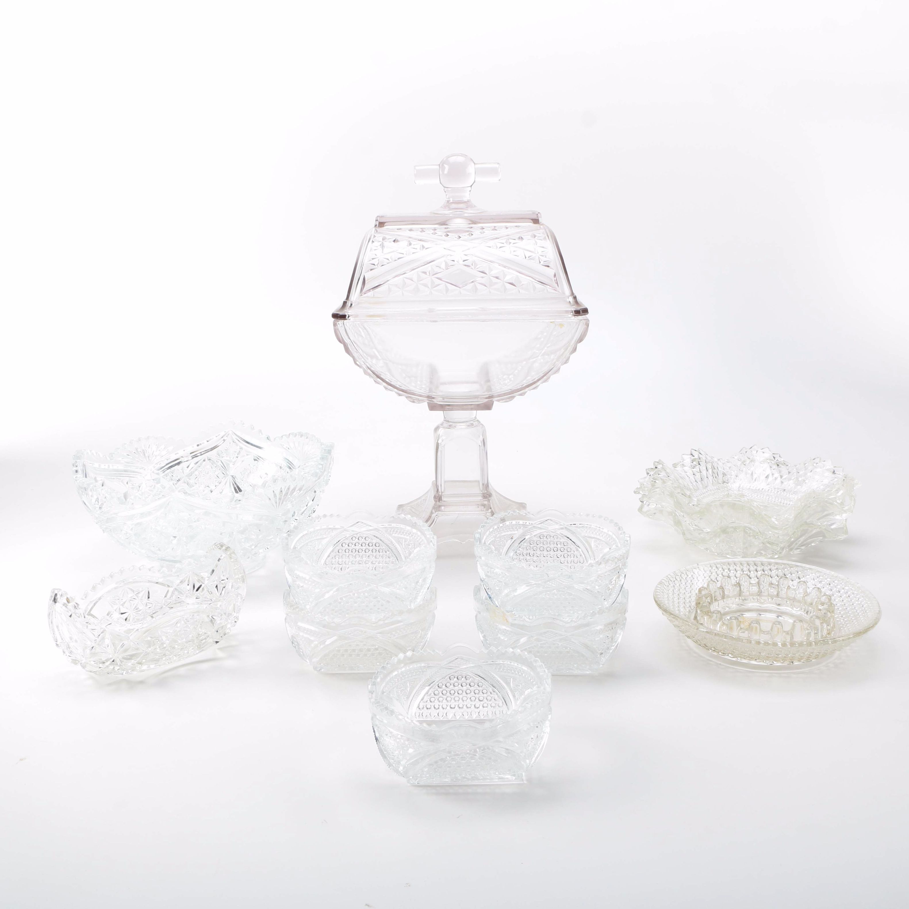 Selection of Vintage Pressed Glass Tableware