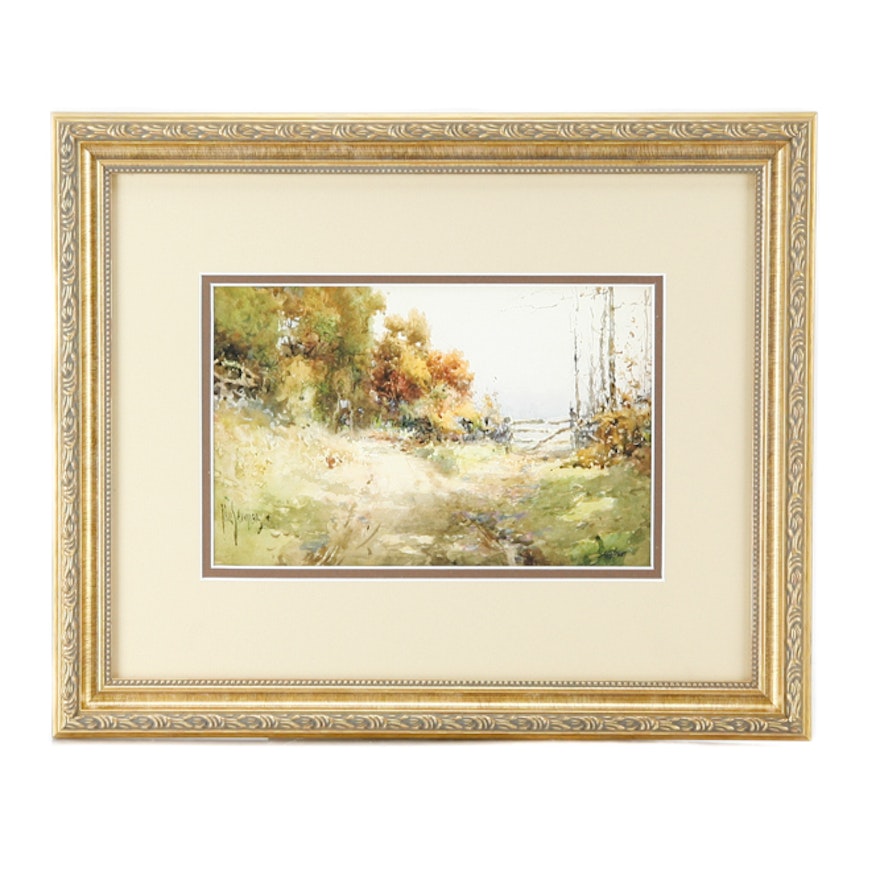 Framed Limited Edition Offset Lithograph after Paul Sawyier "Peaks Mill Road"