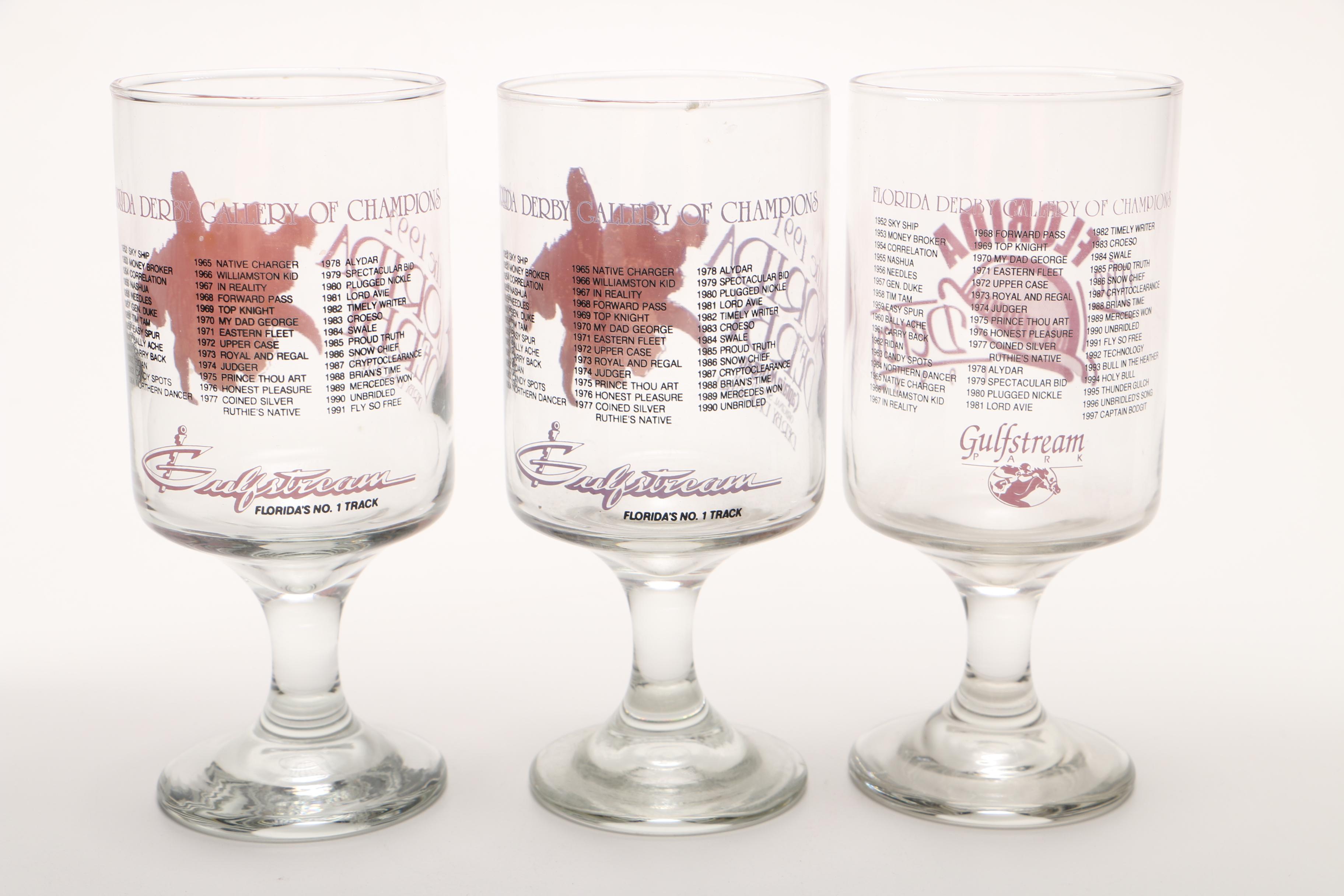 1990s Florida Derby Stem Drinking Glasses