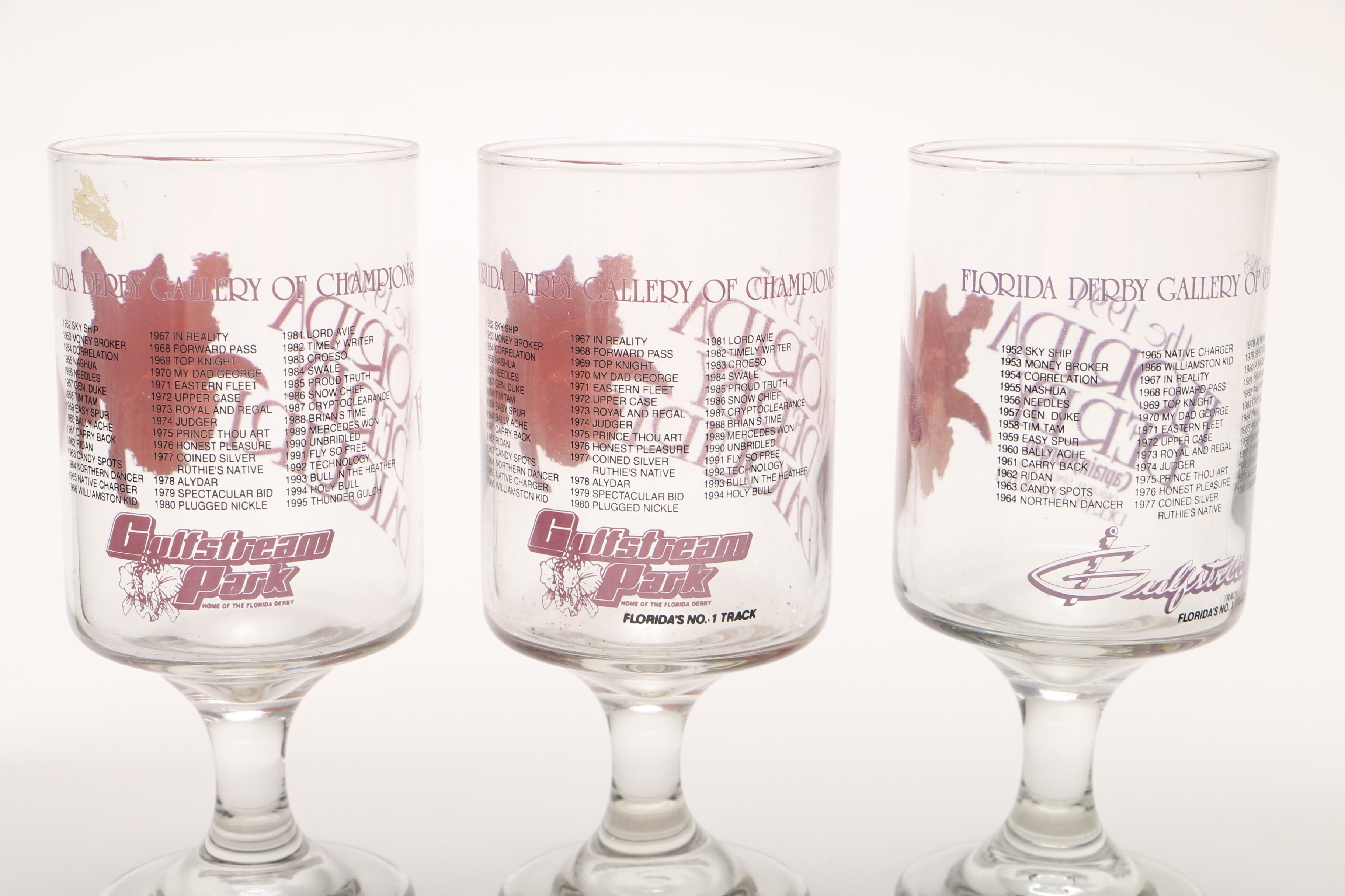 1990s Florida Derby Stem Drinking Glasses