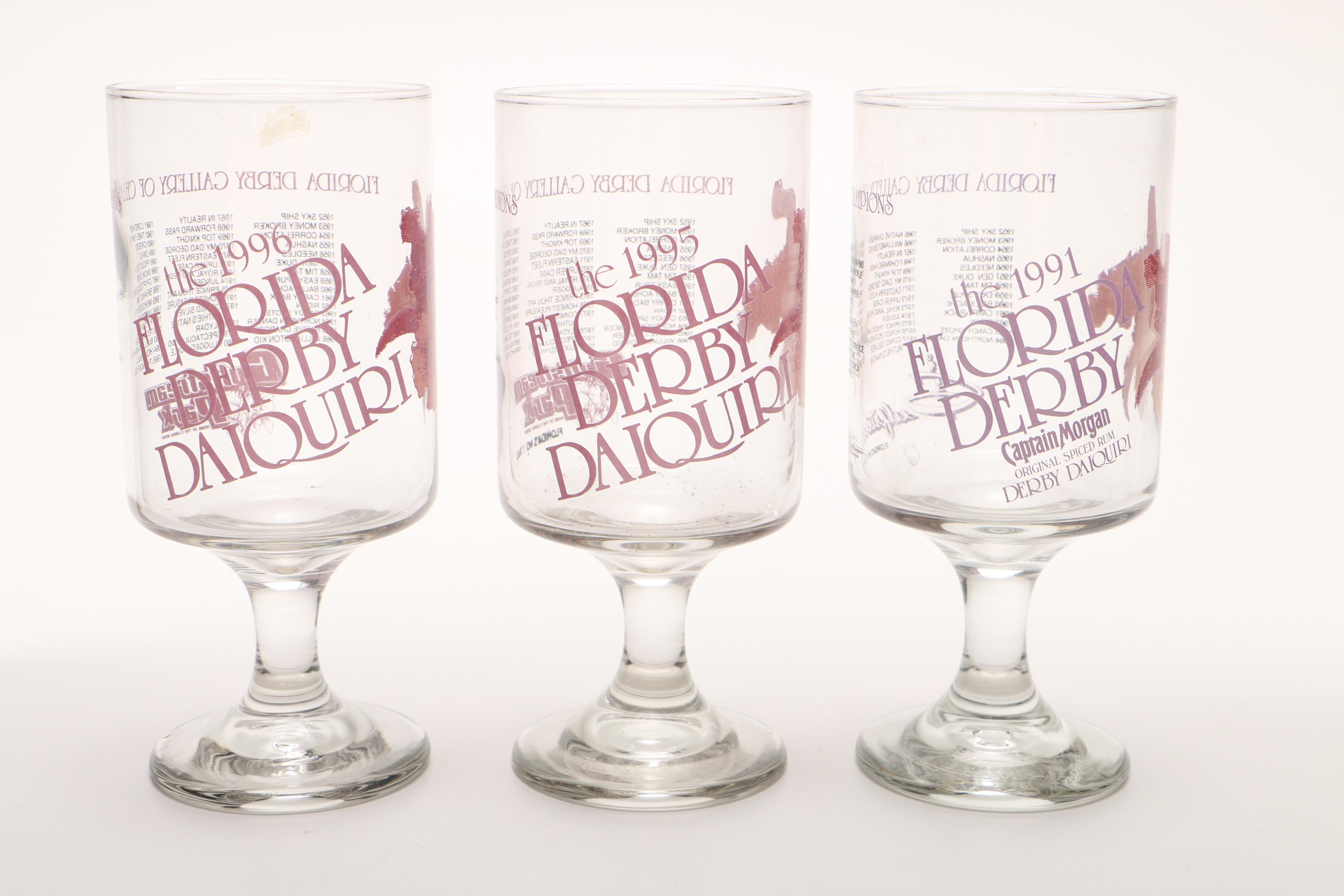 1990s Florida Derby Stem Drinking Glasses
