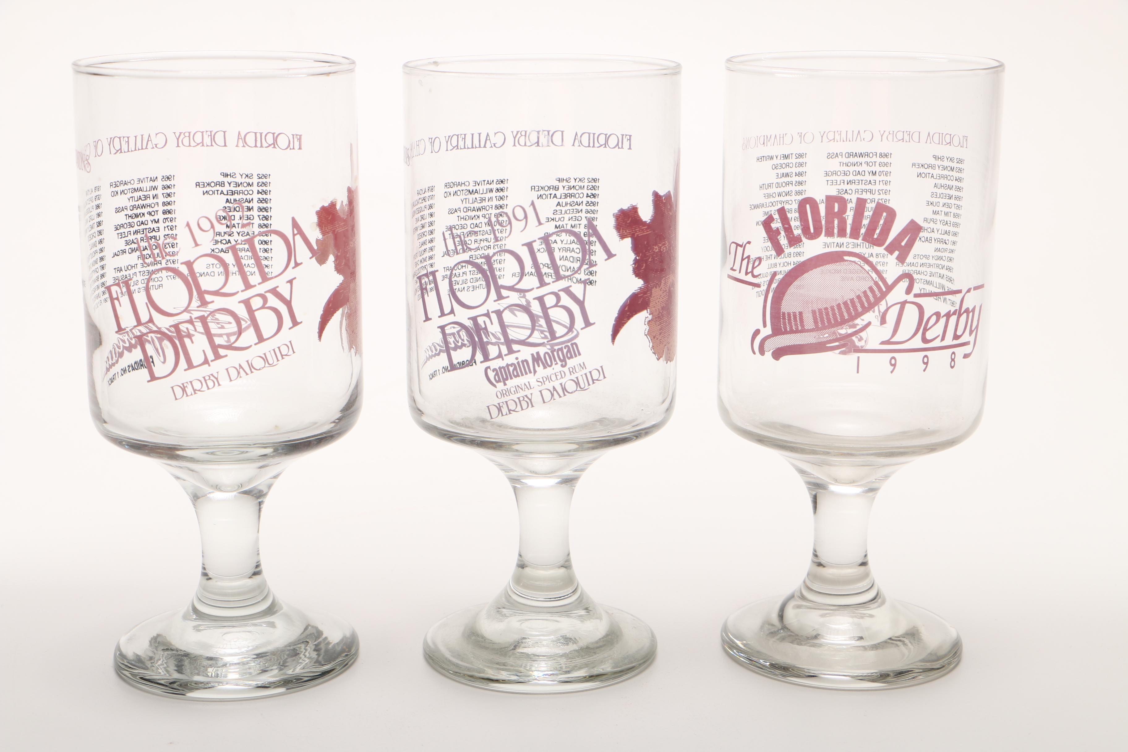 1990s Florida Derby Stem Drinking Glasses