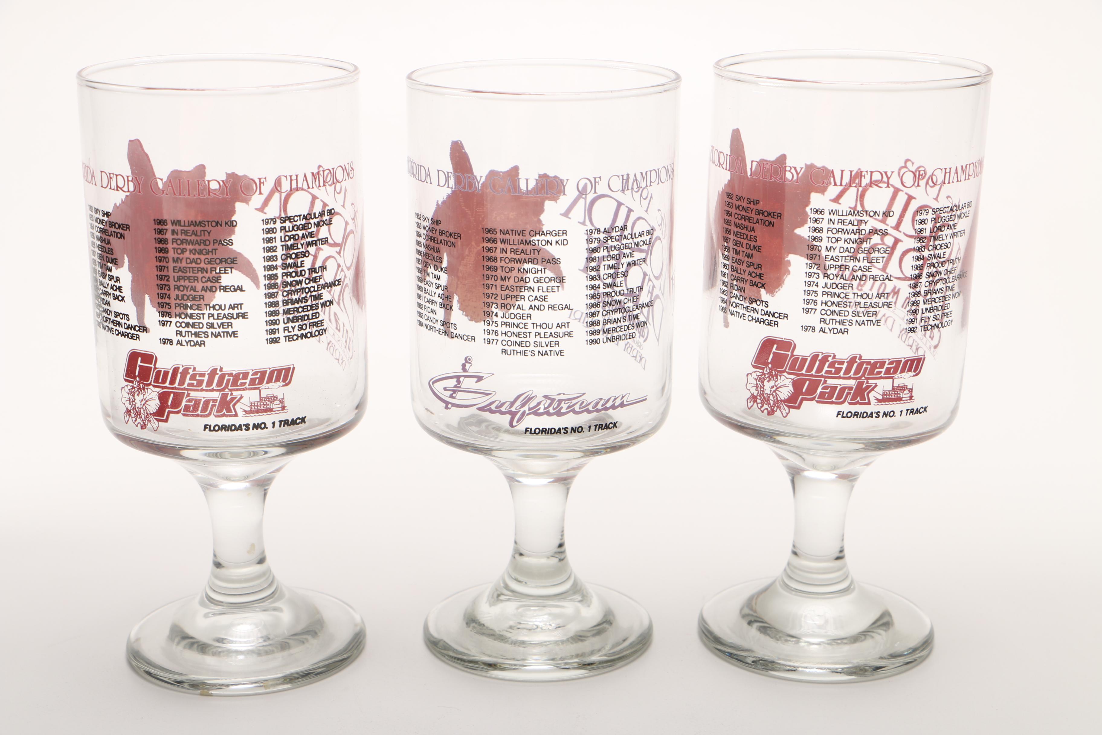 1990s Florida Derby Stem Drinking Glasses
