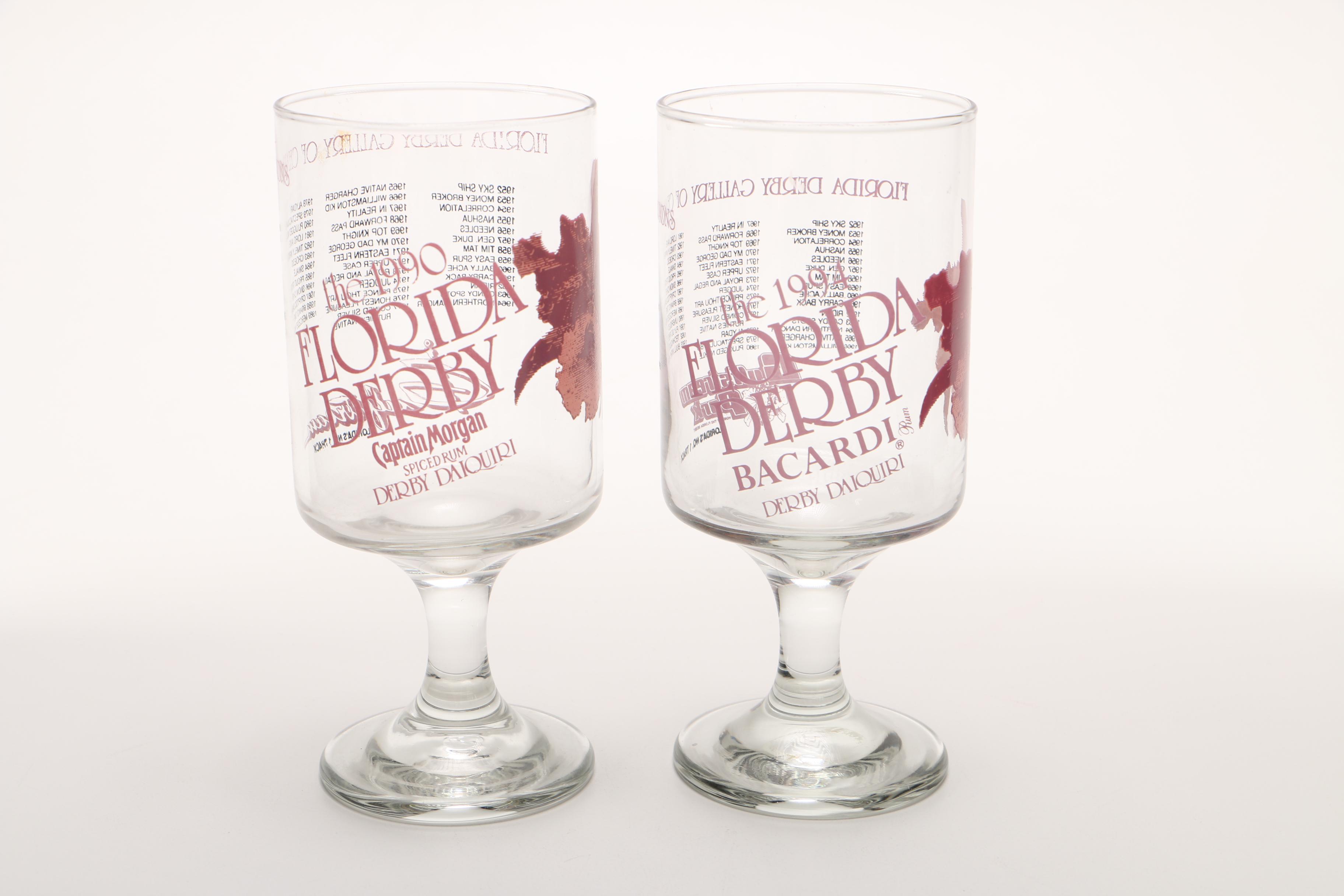 1990s Florida Derby Stem Drinking Glasses