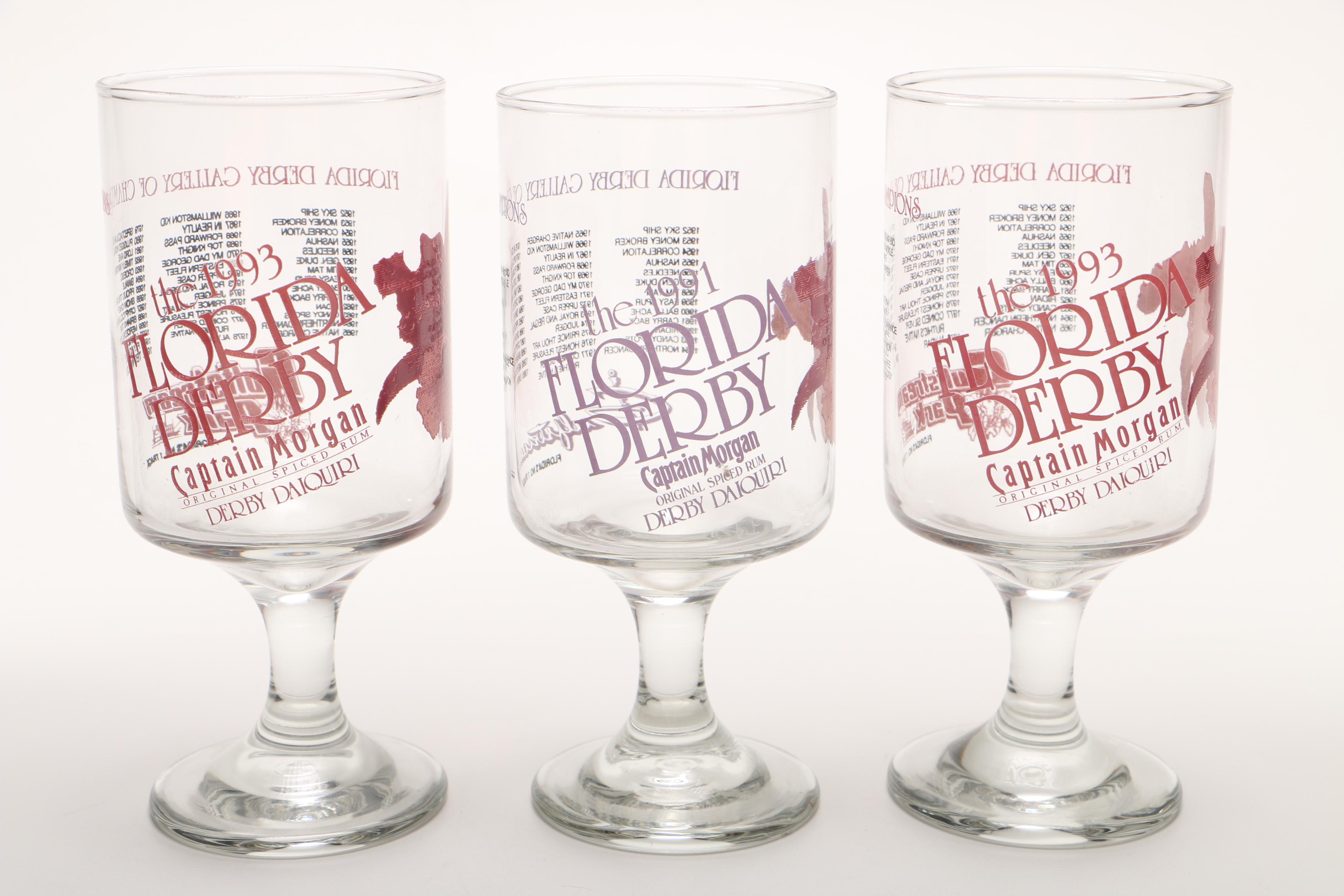 1990s Florida Derby Stem Drinking Glasses