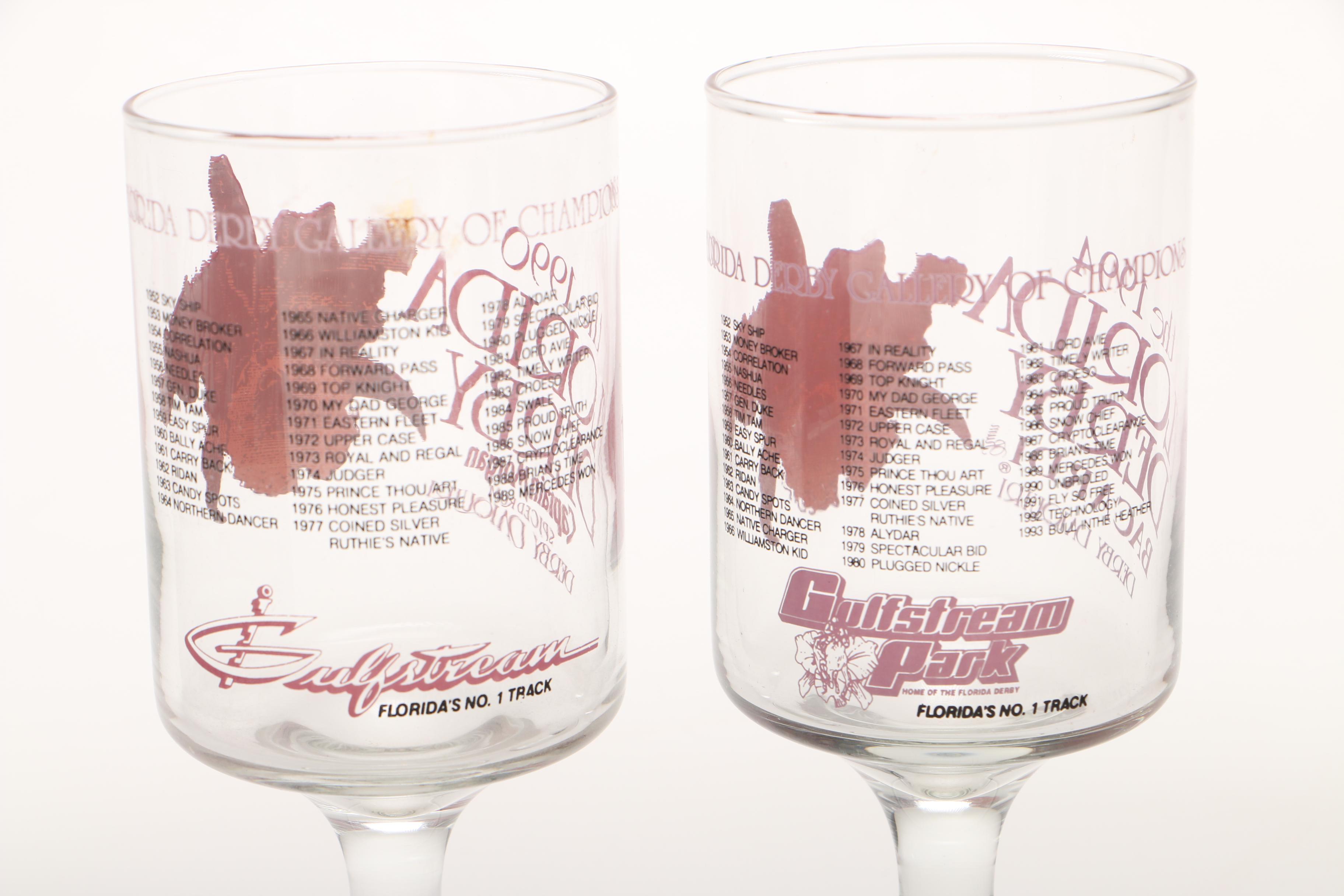 1990s Florida Derby Stem Drinking Glasses