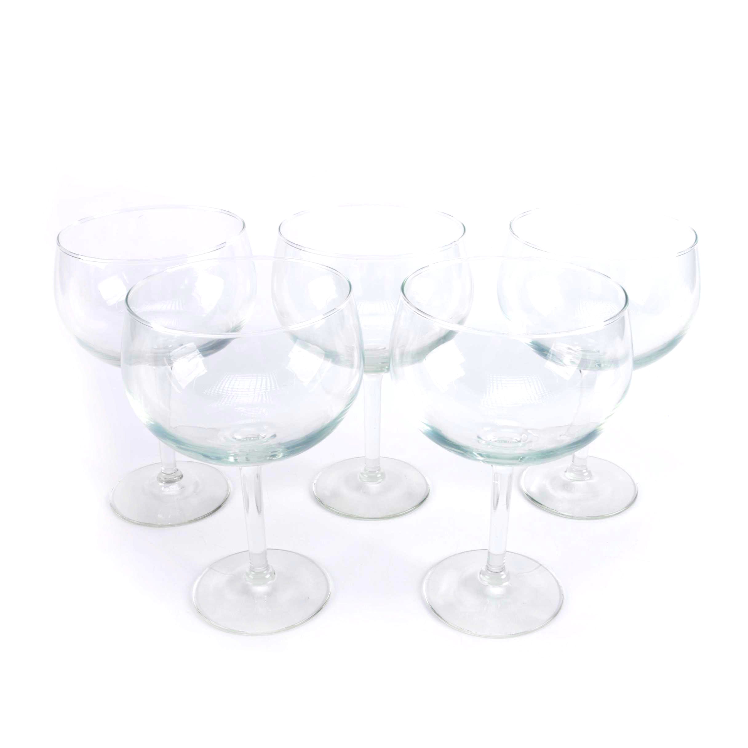 Five Clear Wine Glasses