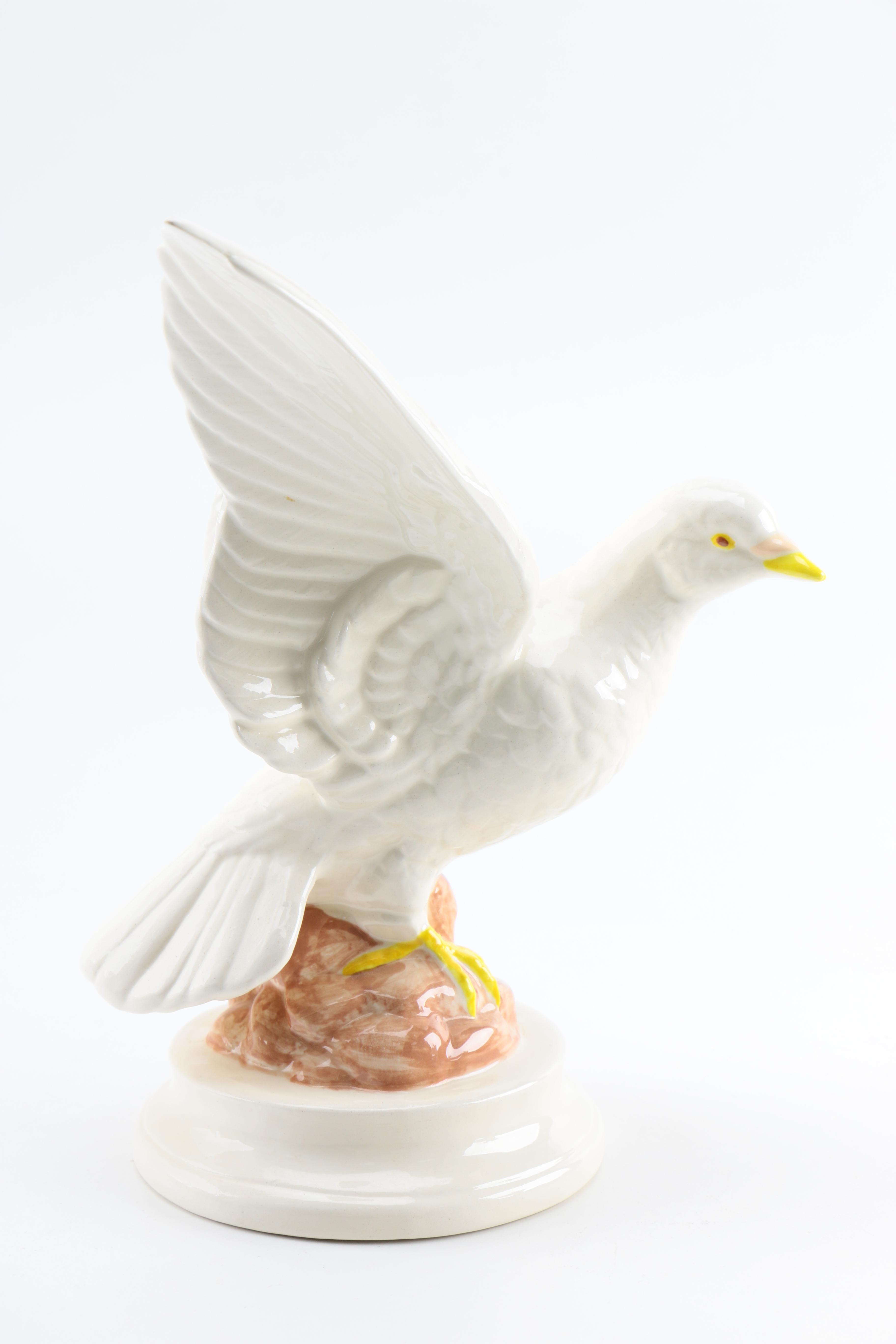 Pair of Ceramic Dove Figurines by Byron Molds