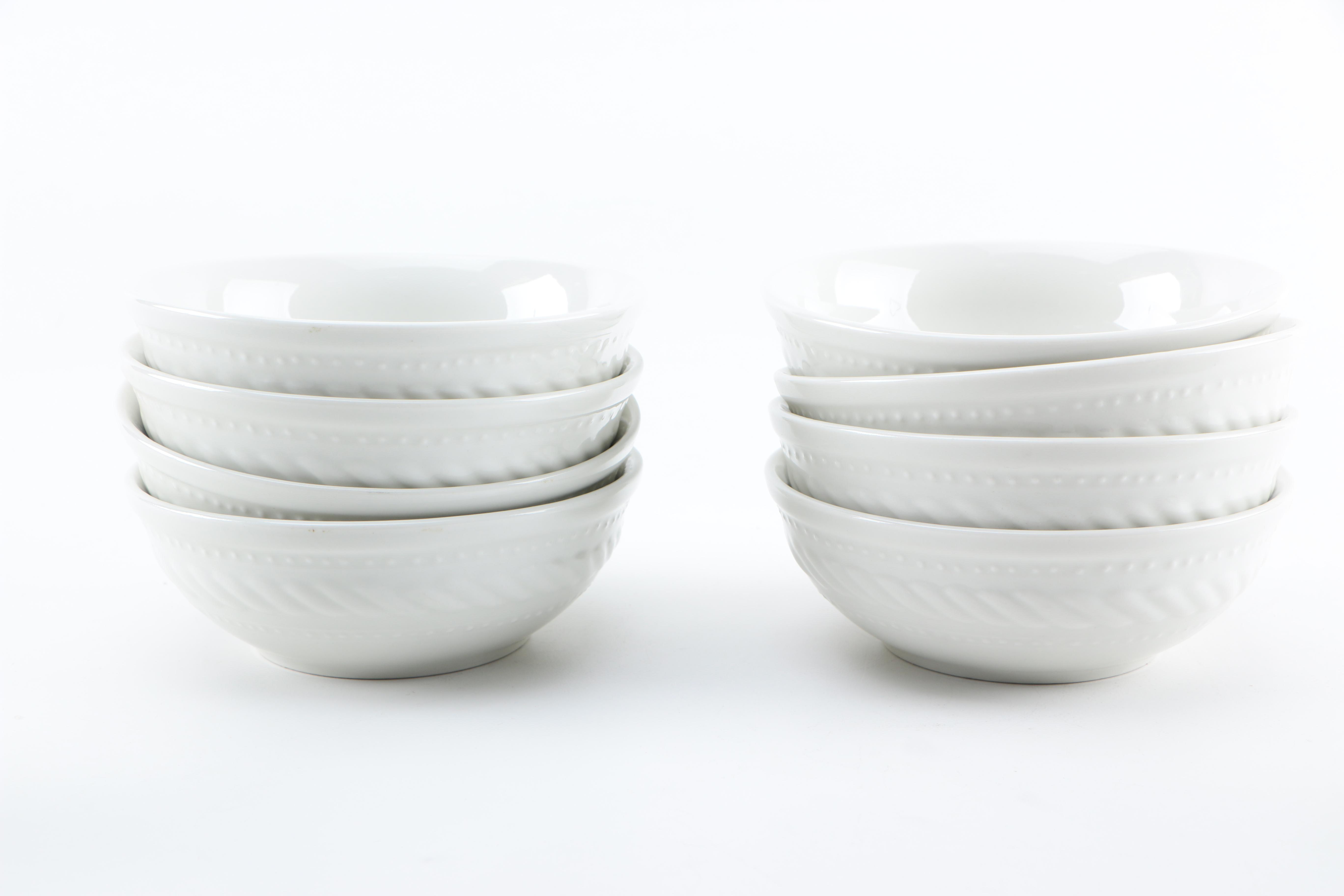 White Bowls and Creamer and Sugar Set by Gibson Housewares