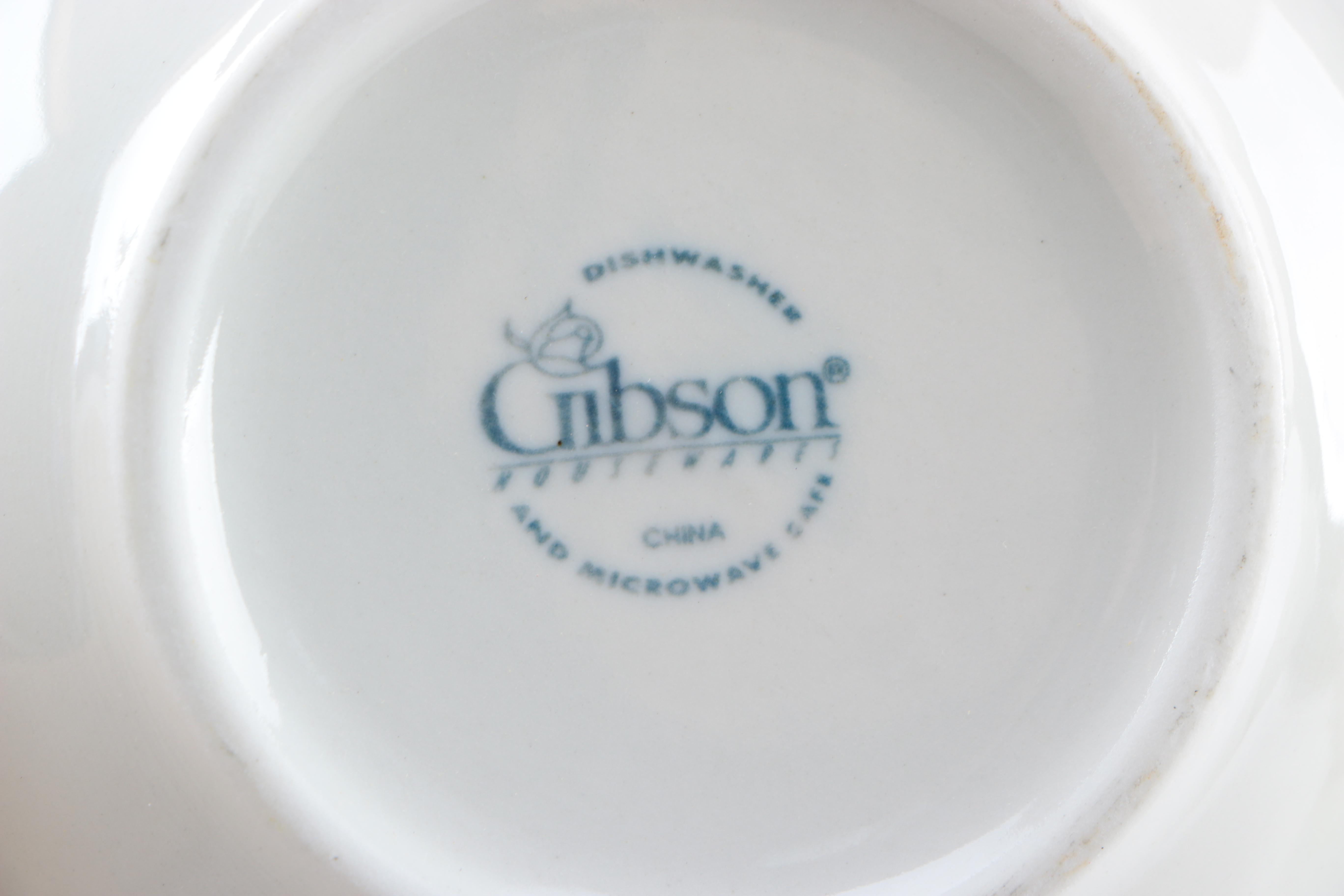 White Bowls and Creamer and Sugar Set by Gibson Housewares