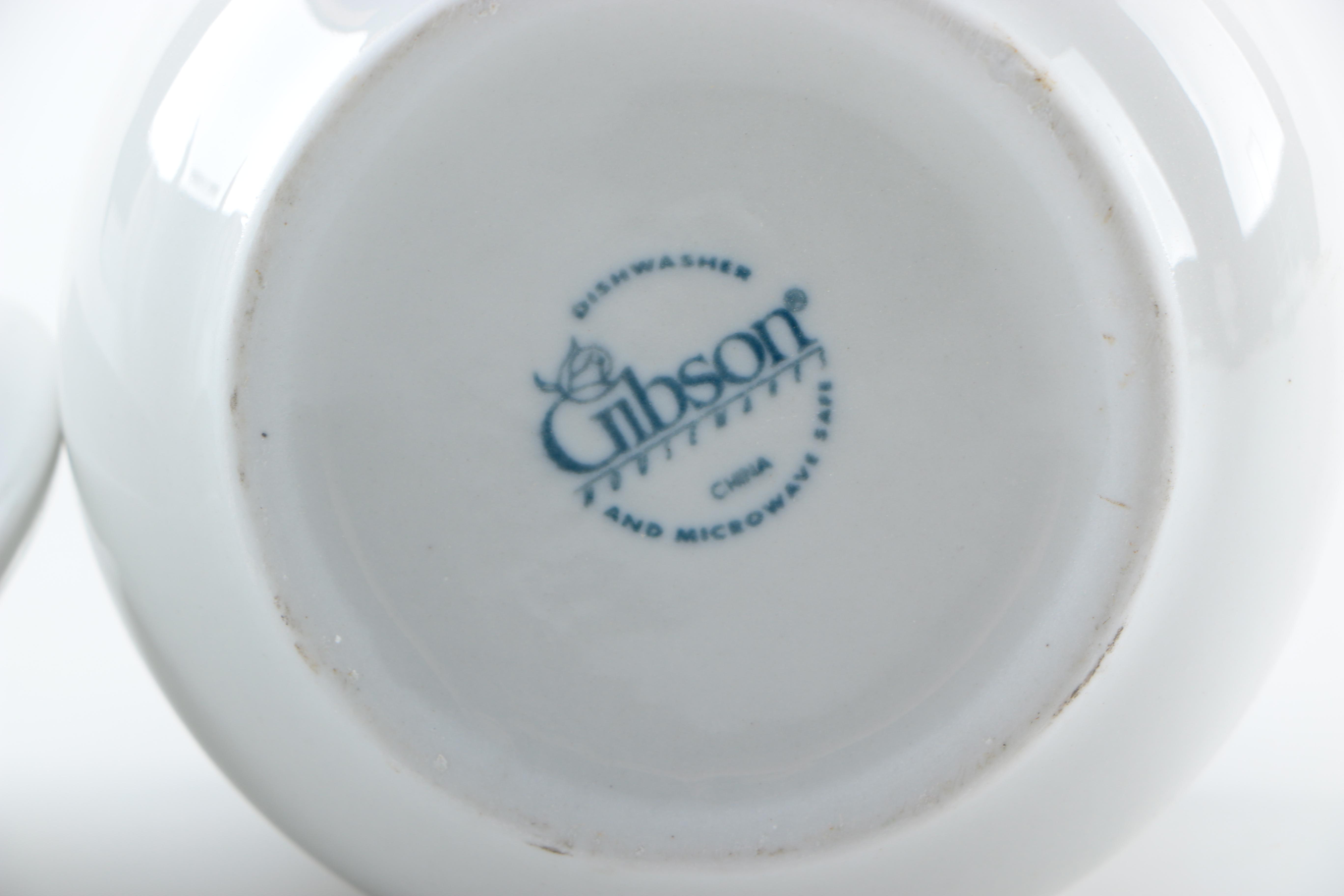 White Bowls and Creamer and Sugar Set by Gibson Housewares