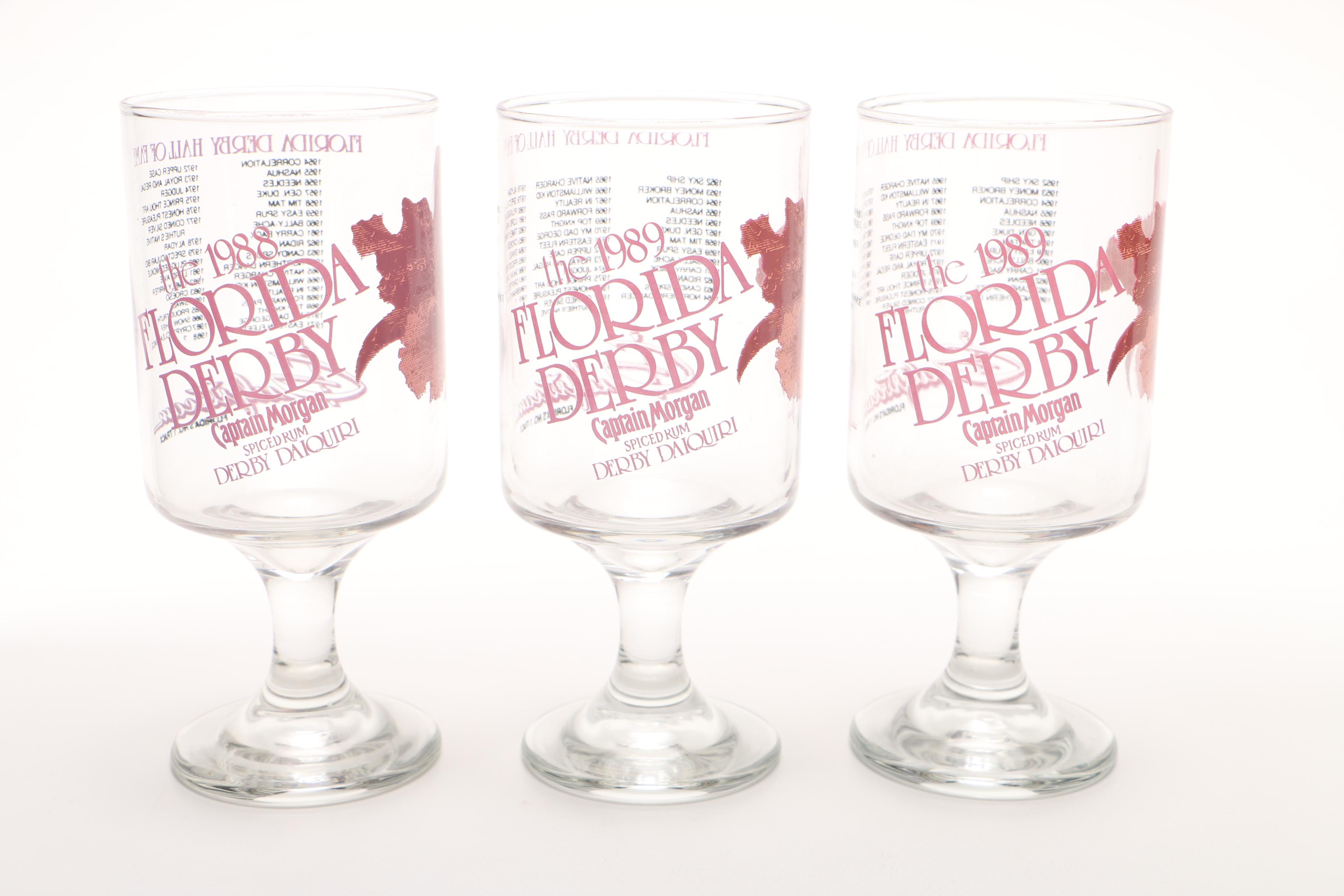 80s Florida Derby Footed Highball Collectible Glasses