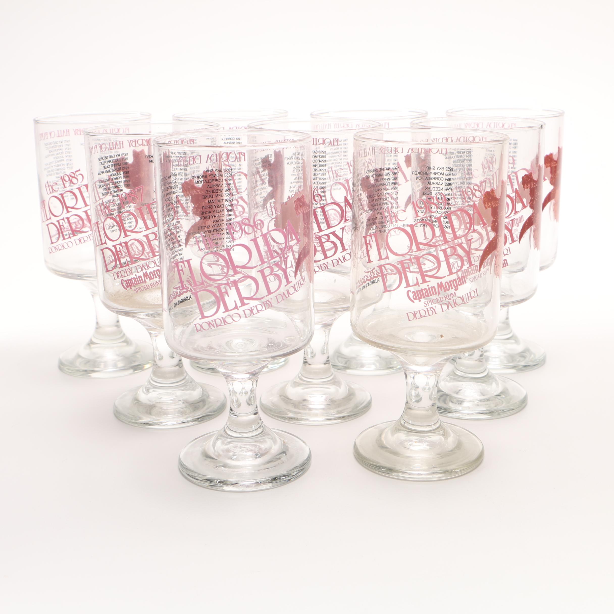80s Florida Derby Footed Highball Collectible Glasses