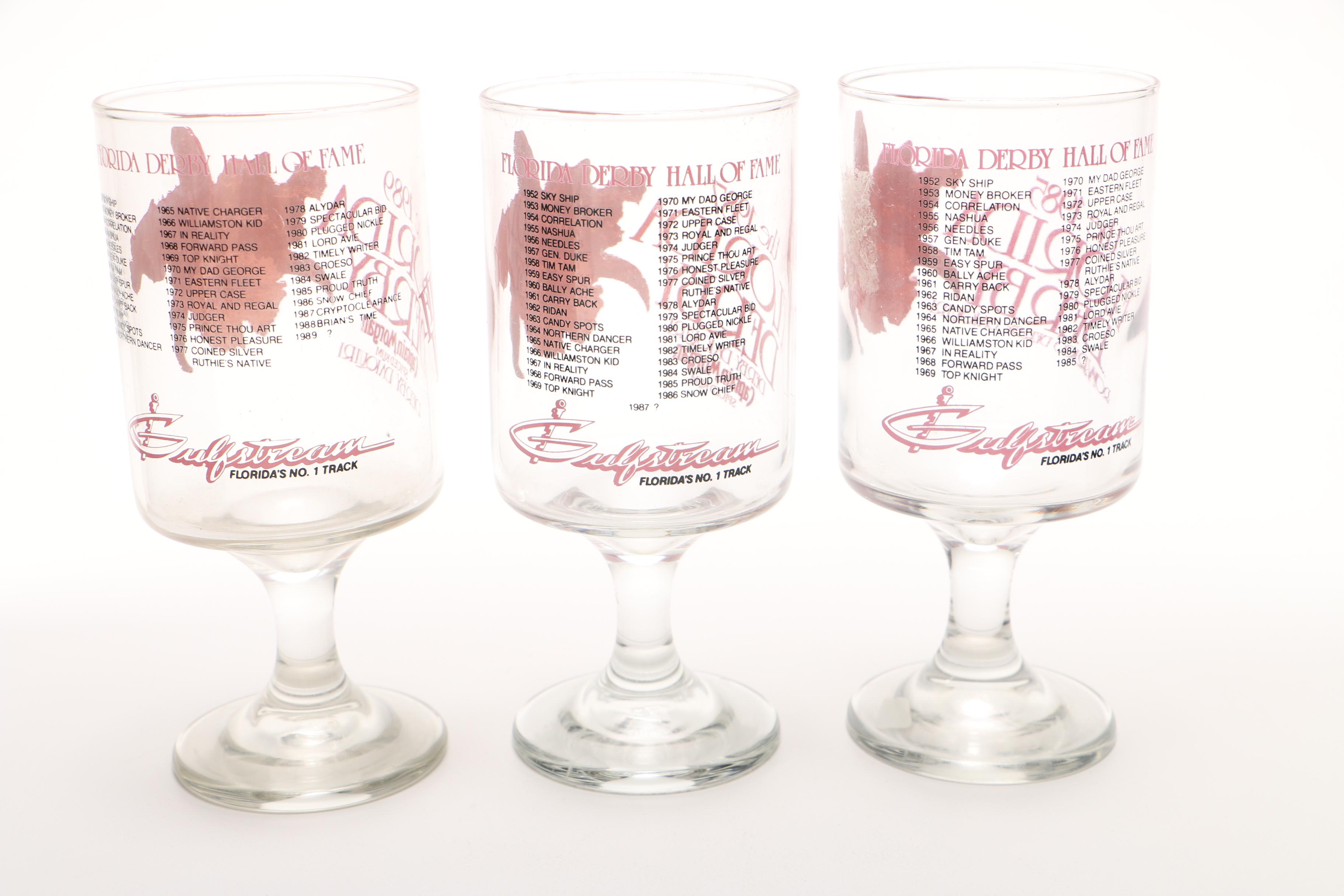 80s Florida Derby Footed Highball Collectible Glasses