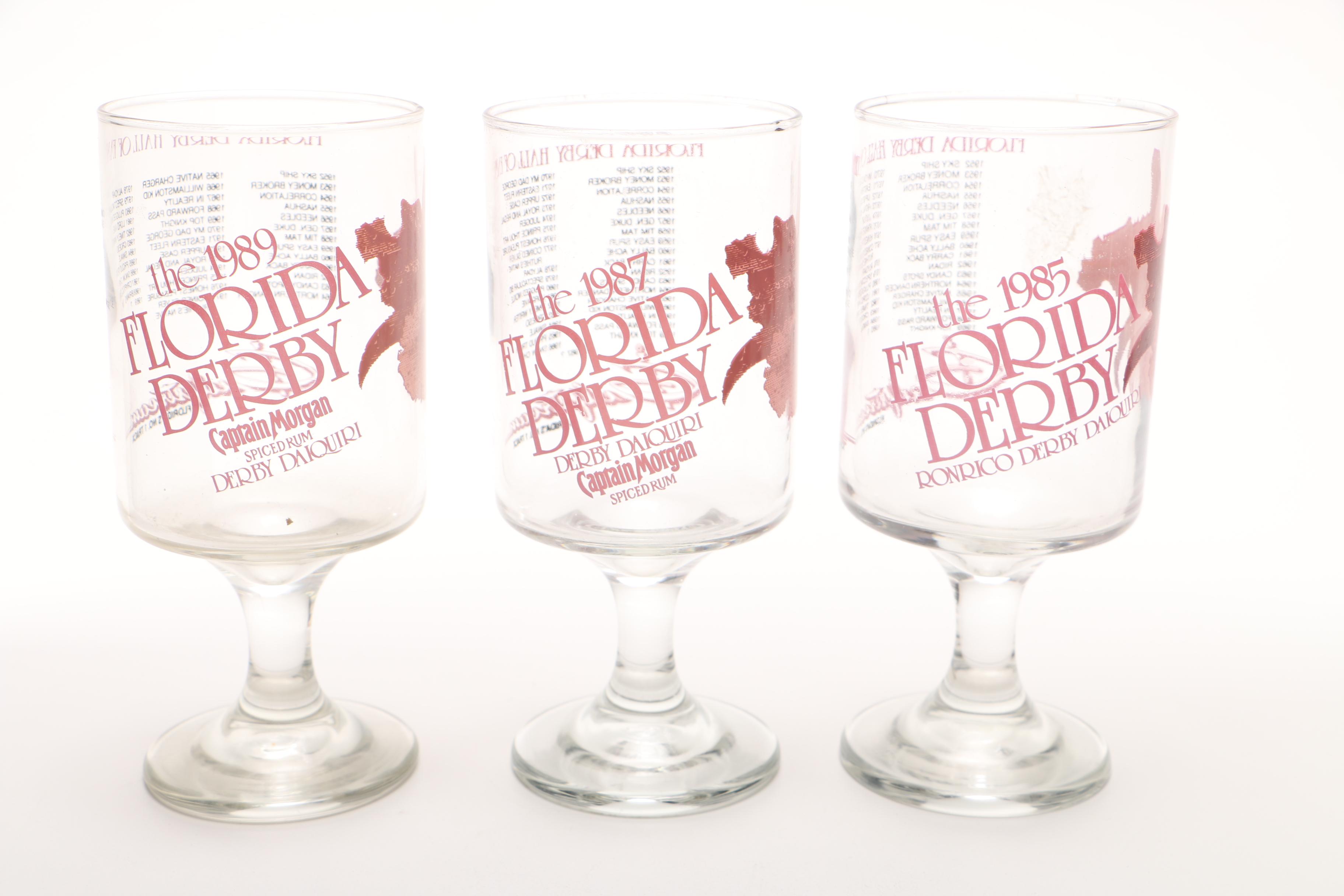80s Florida Derby Footed Highball Collectible Glasses