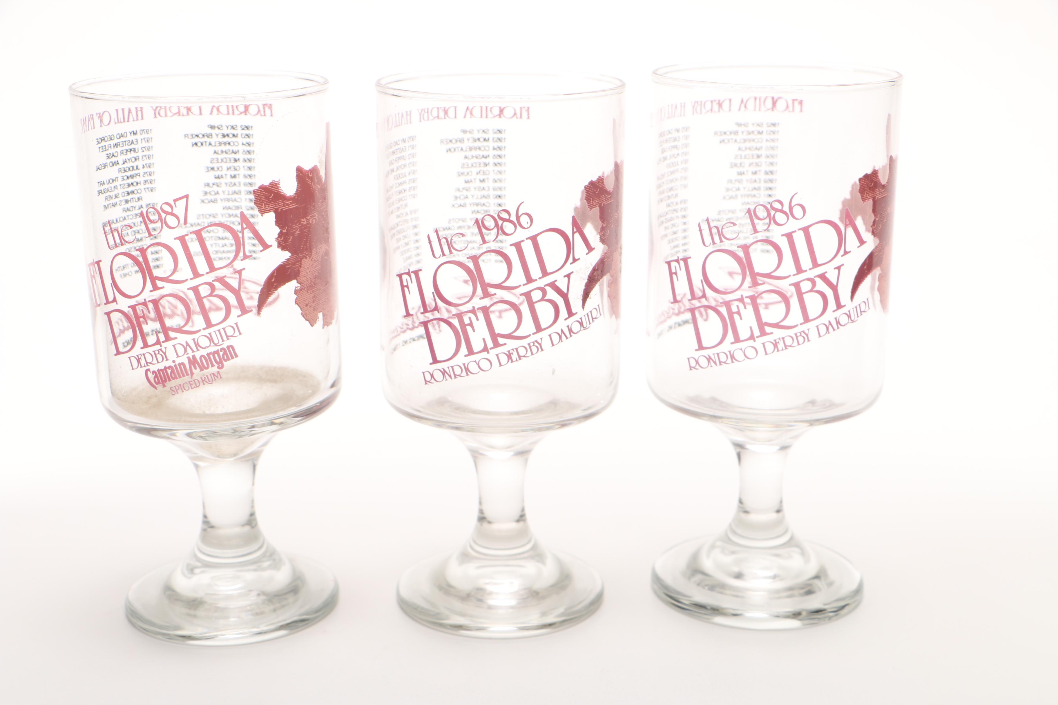 80s Florida Derby Footed Highball Collectible Glasses