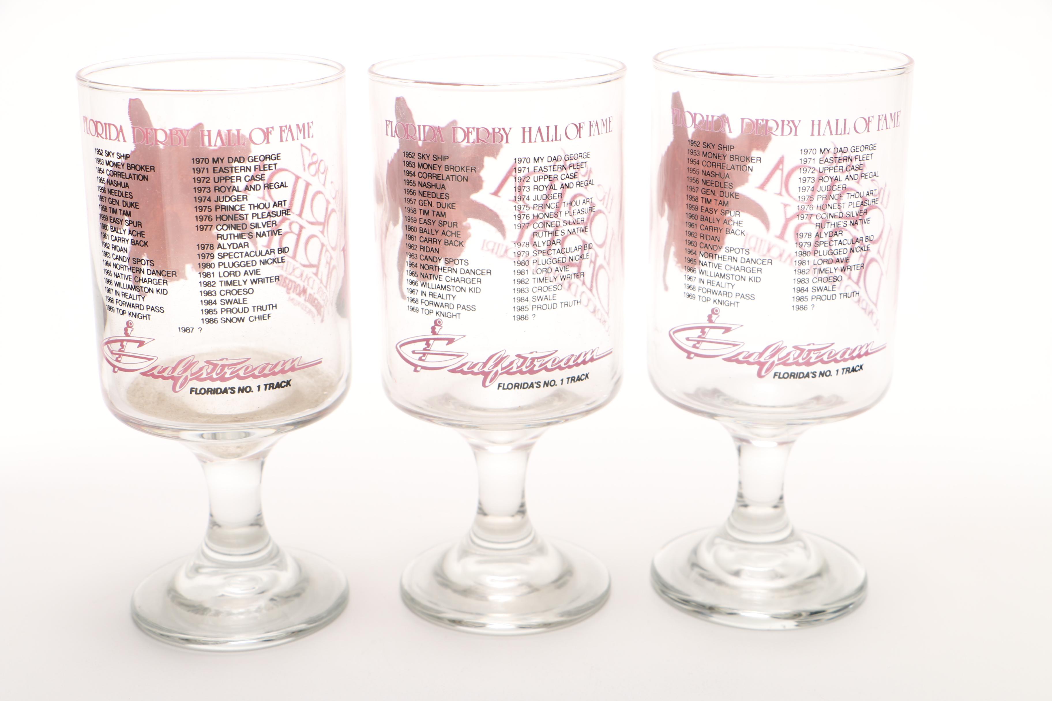 80s Florida Derby Footed Highball Collectible Glasses