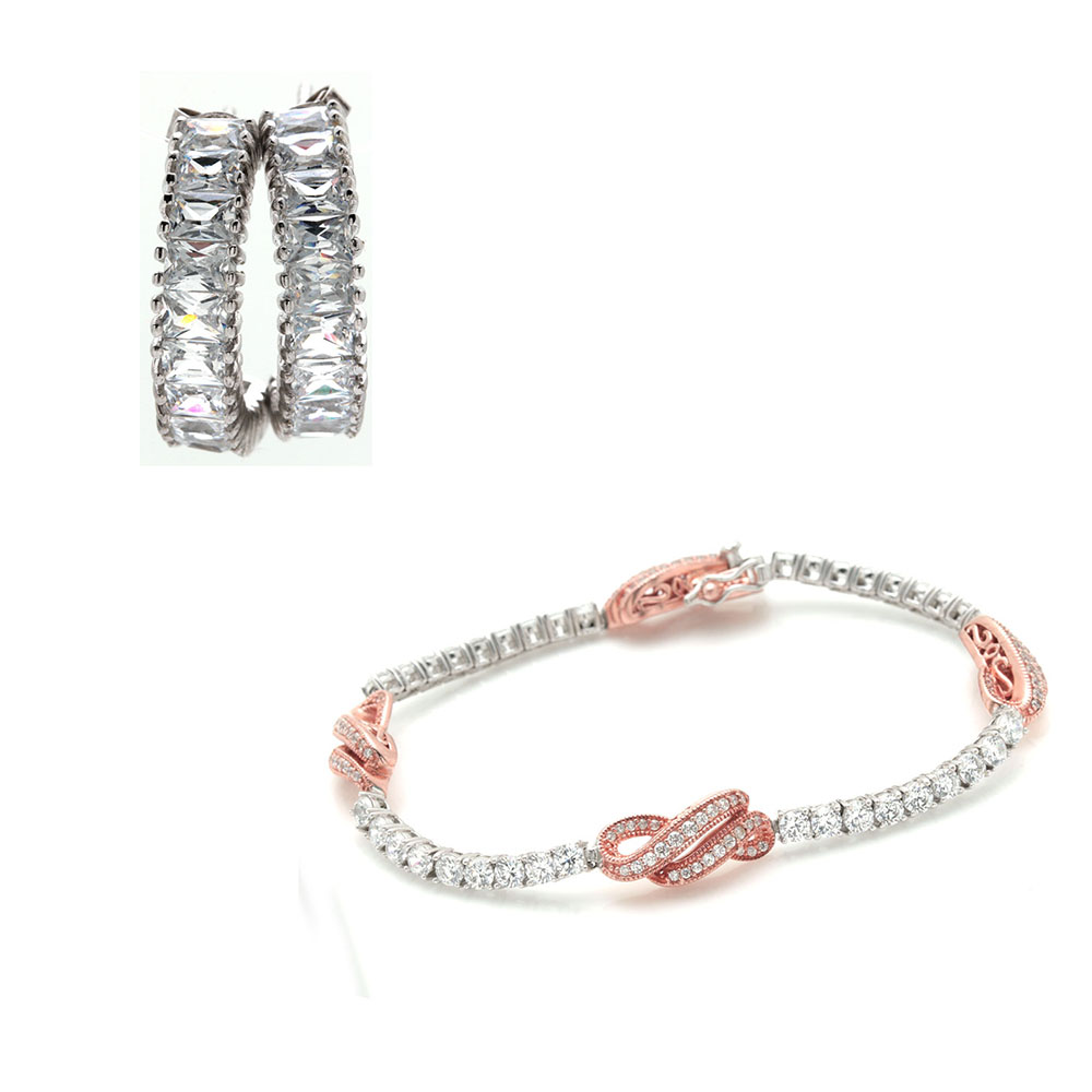 Sterling Silver Cubic Zirconia Earrings and Vanna K. Cubic Zirconia Bracelet