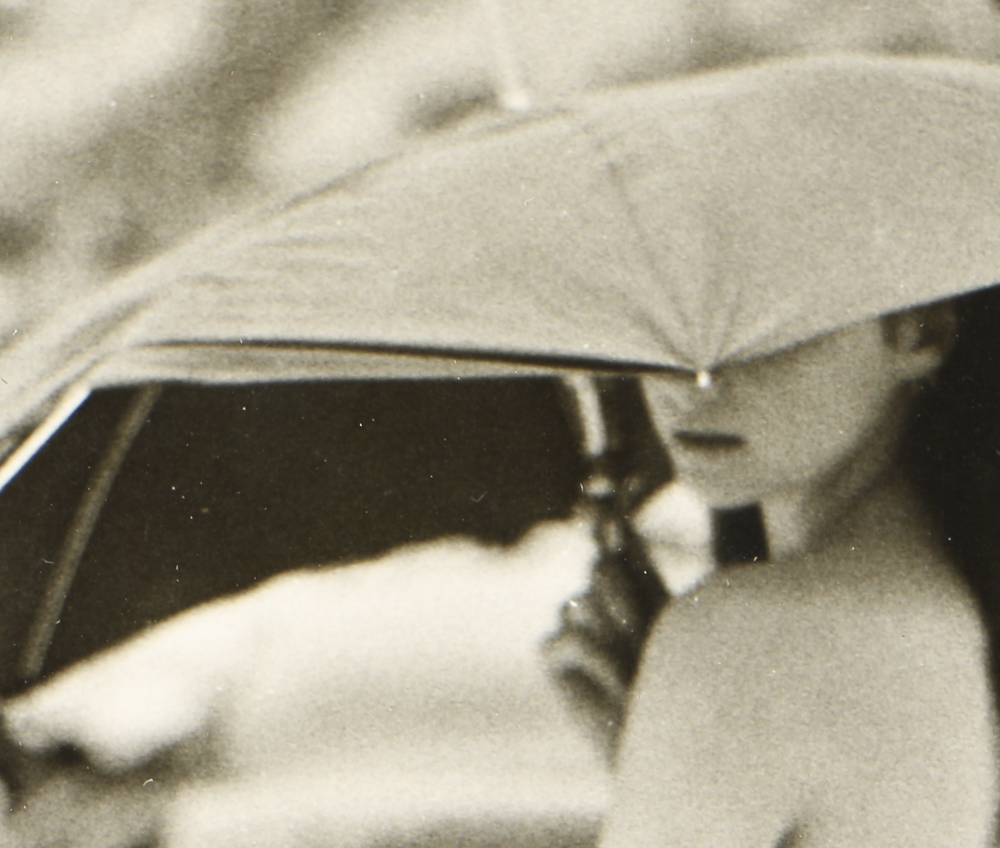 Digital Black and White Photograph of Young Woman with an Umbrella