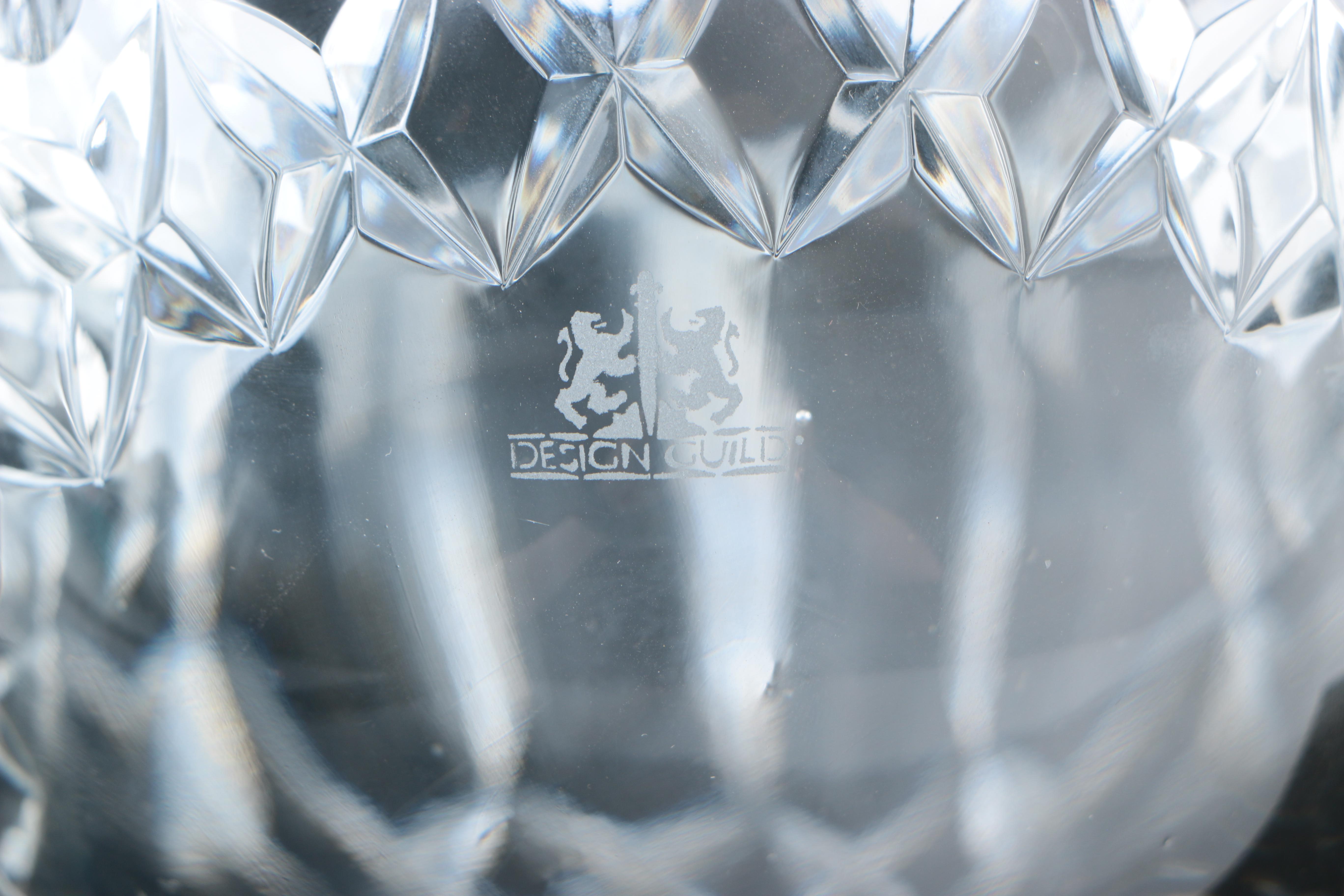 Crystal Bowl From Design Guild With Metal Wire Holder