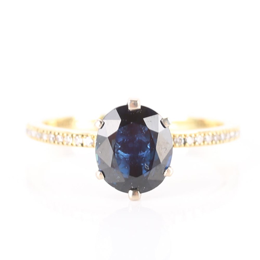 Simon G. 18K Yellow Gold Sapphire and Diamond Ring